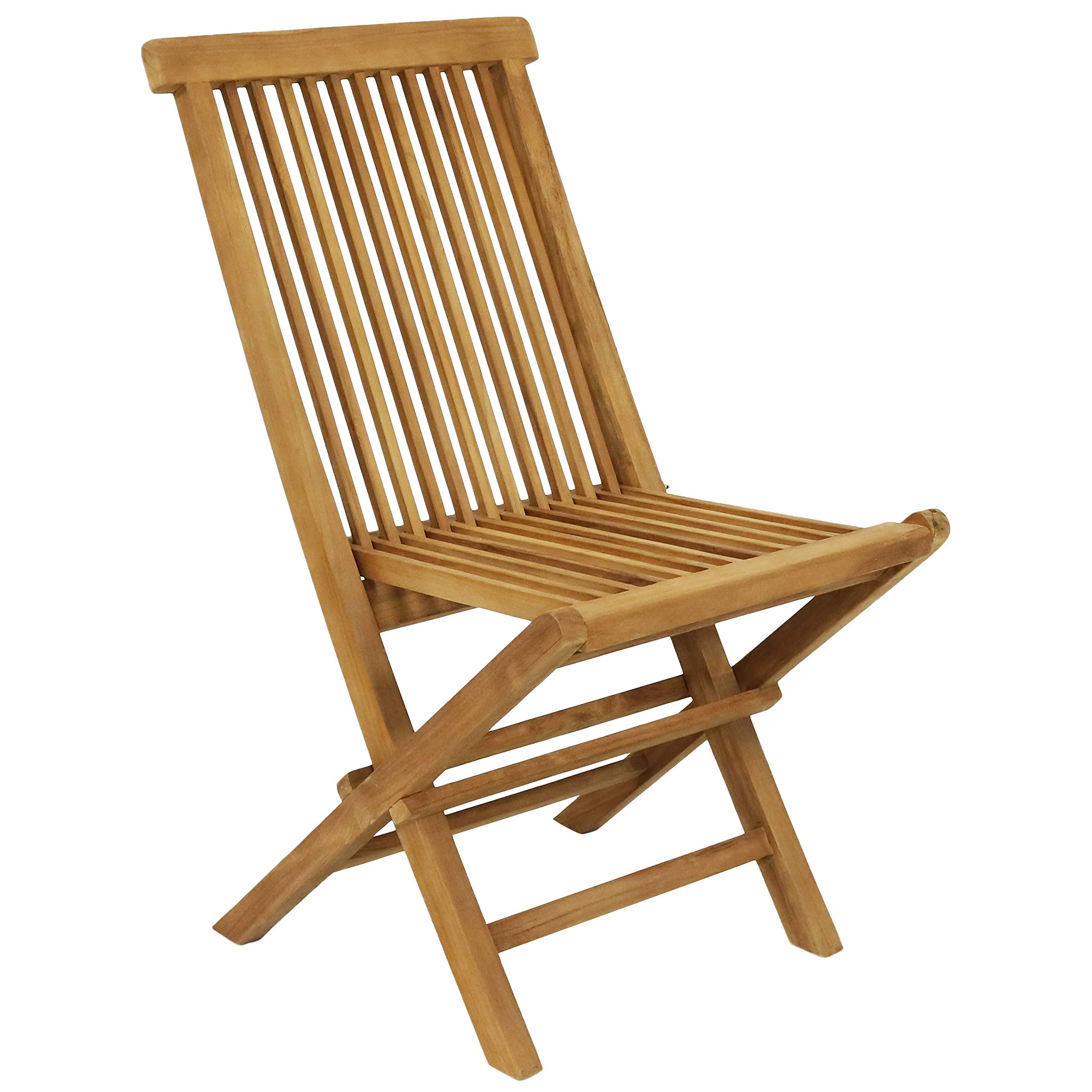 Sunnydaze Hyannis Solid Teak Outdoor Folding Dining Chairs - Light Wood Stain Finish - 1 Chair