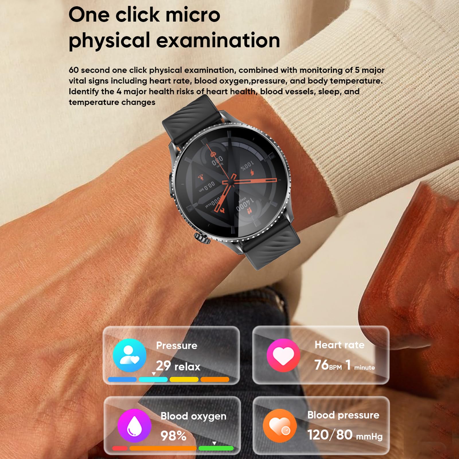 Tosuny Inteligentny Zegarek dla Mężczyzn i Kobiet, Smartwatch Fitness z Wyświetlaczem 1,56 ", ponad 50 Trybów Sportowych, Monitorowanie Zdrowia i Tętna, Połączenie Bluetooth i kontrolę (BLACK)