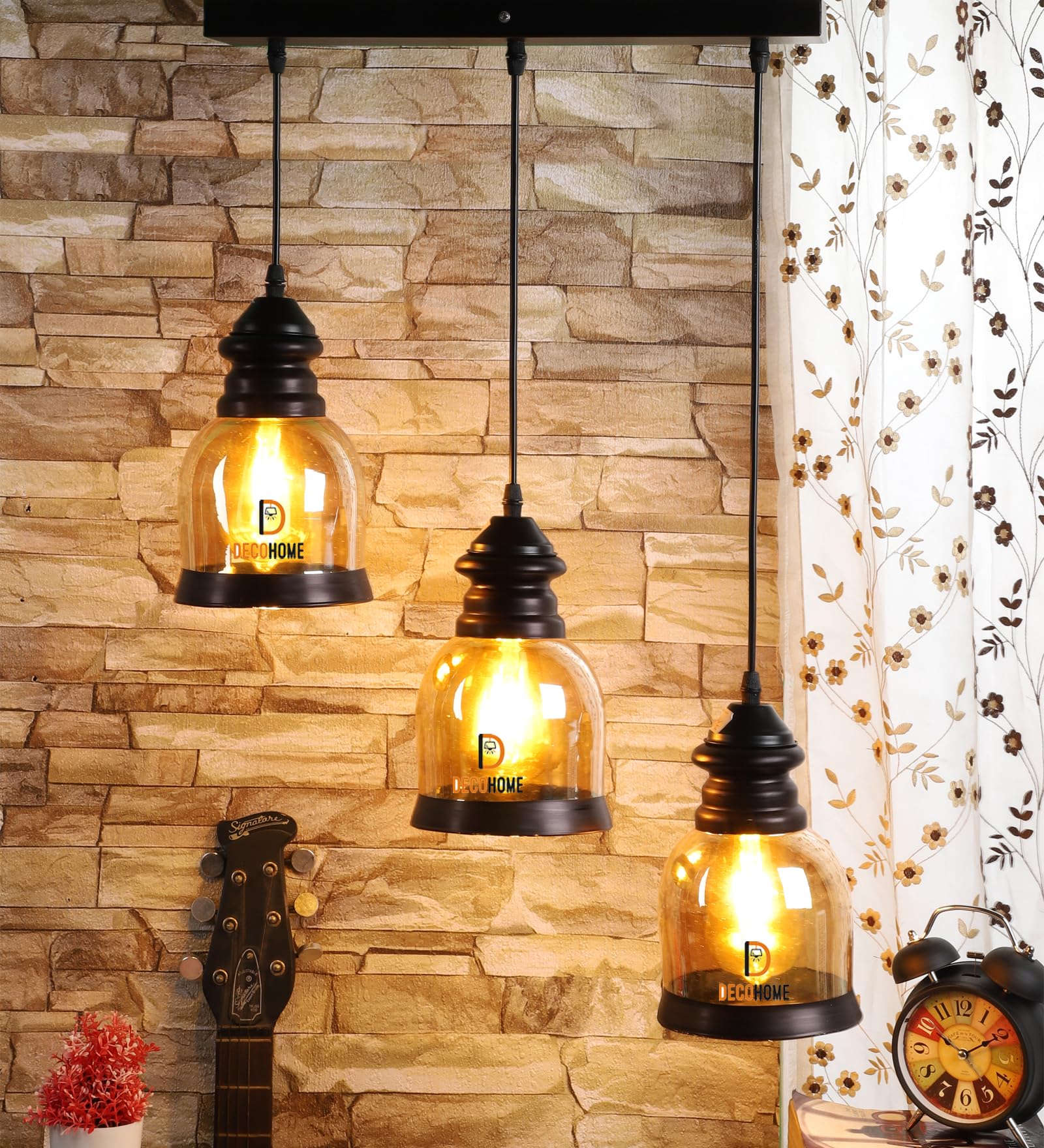 DECOHOME Metal Hanging Light Pendant Light for Ceiling to Decor (Standard Size, Black)