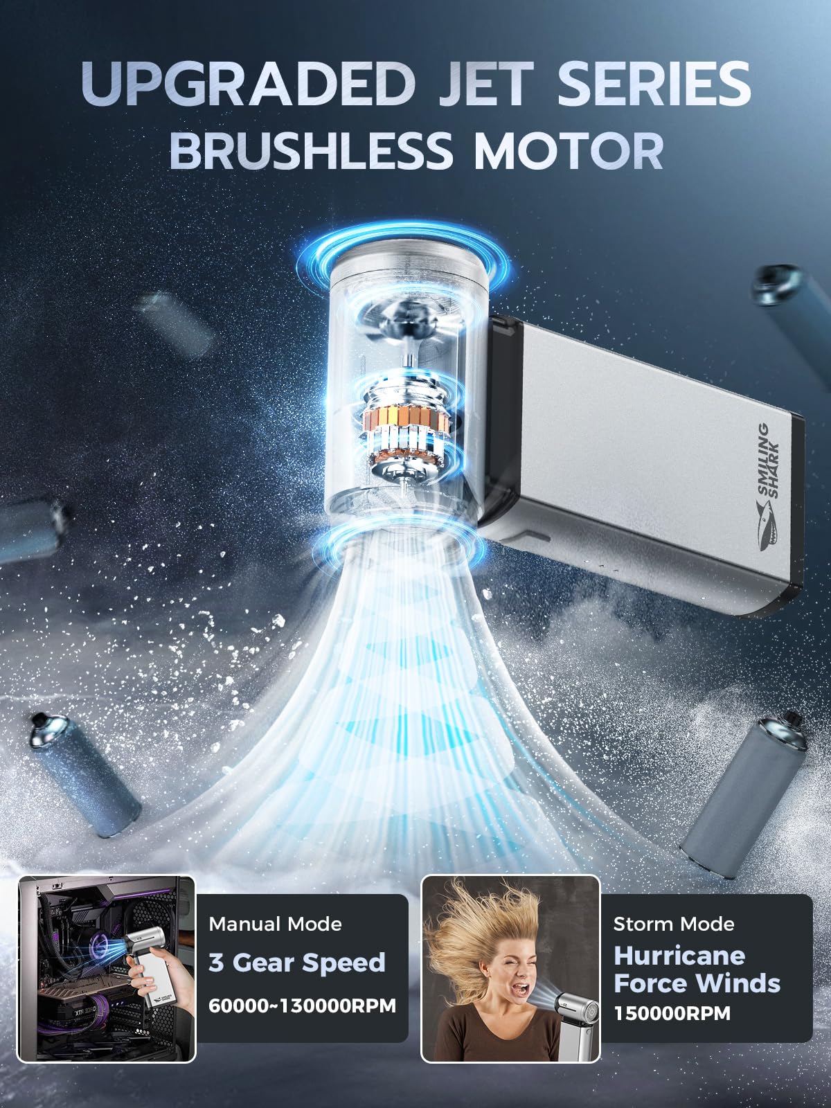 Soffiatore Aria Compressa Per PC - 150.000 Giri/min, Wireless, 3 Velocit&agrave;