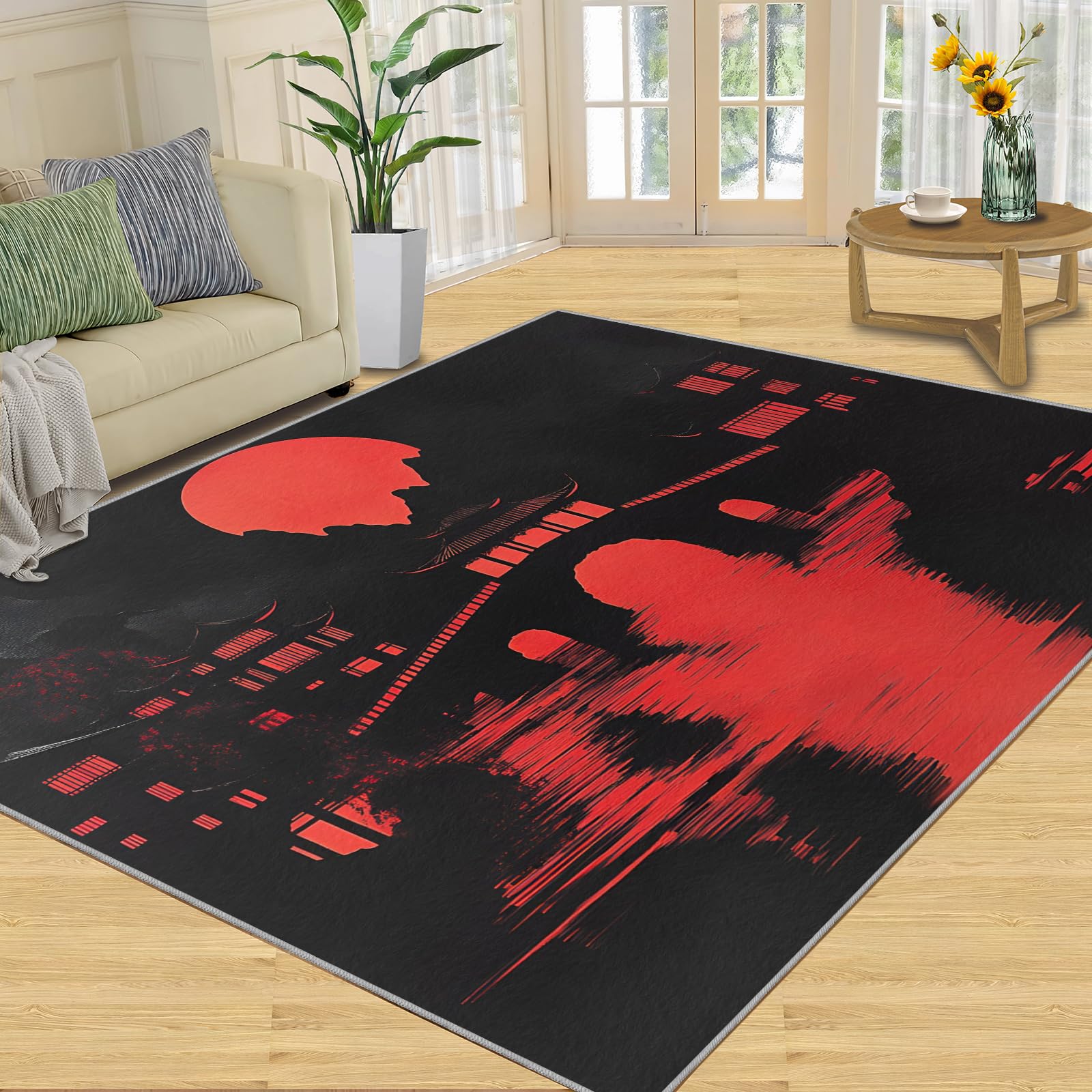 Amazon.com: Japanese Area Rug 8x10-8x10 Rug, Red Sun Area Rugs for