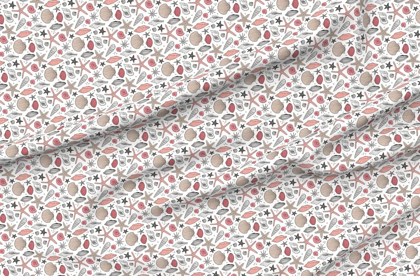Spoonflower Fabric - Seashells Nautical Ocean Shells Peach Pink Rotated Seashell Shell Sea Printed on Petal Signature Cotton Fabric by The Yard - Sewing Quilting Apparel Crafts Decor