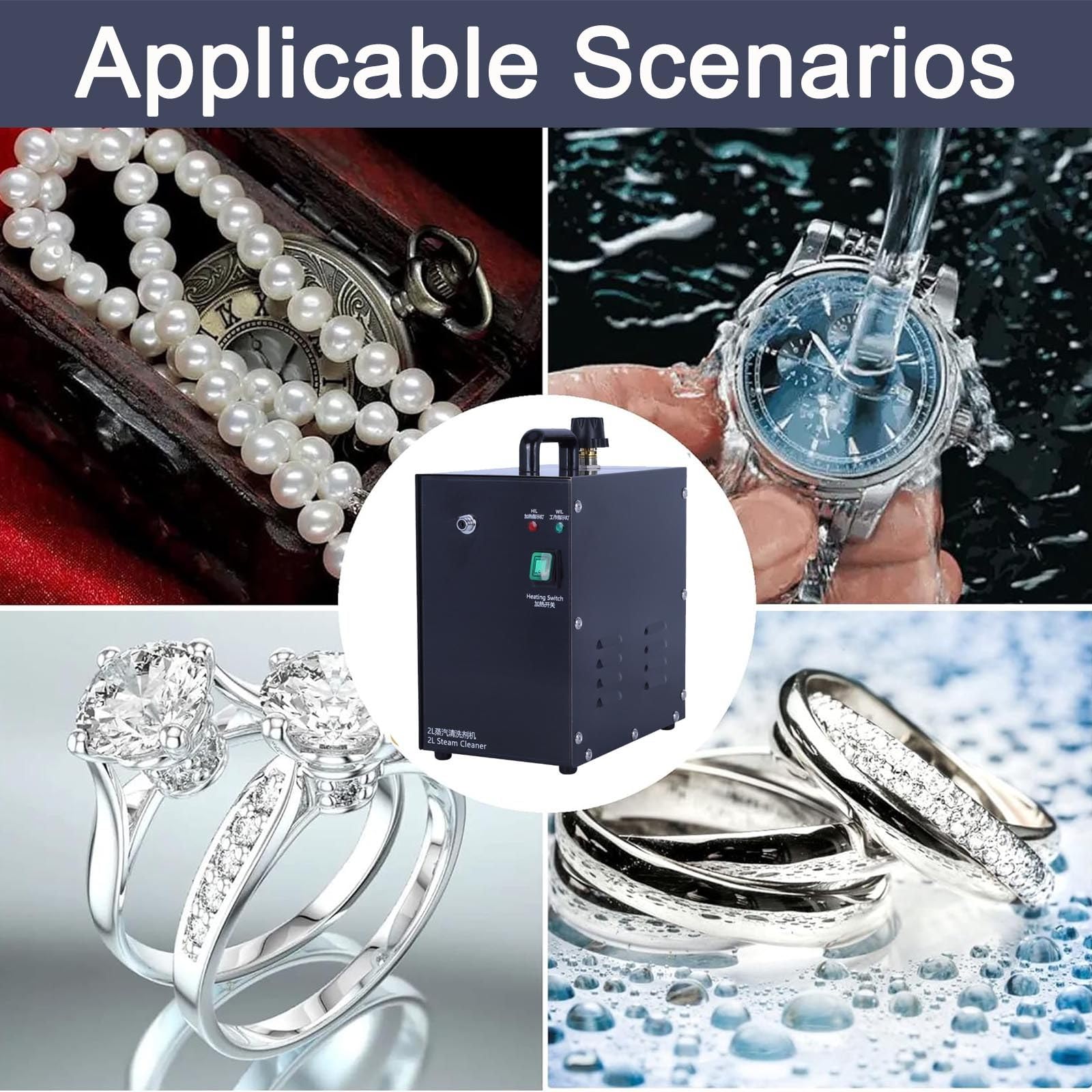 Pulitore per gioielli e macchina per la pulizia a vapore, 1300 W, capacità 2 l, in acciaio inox per monete, piccole parti metalliche, circuiti, necessità quotidiane, strumenti di laboratorio