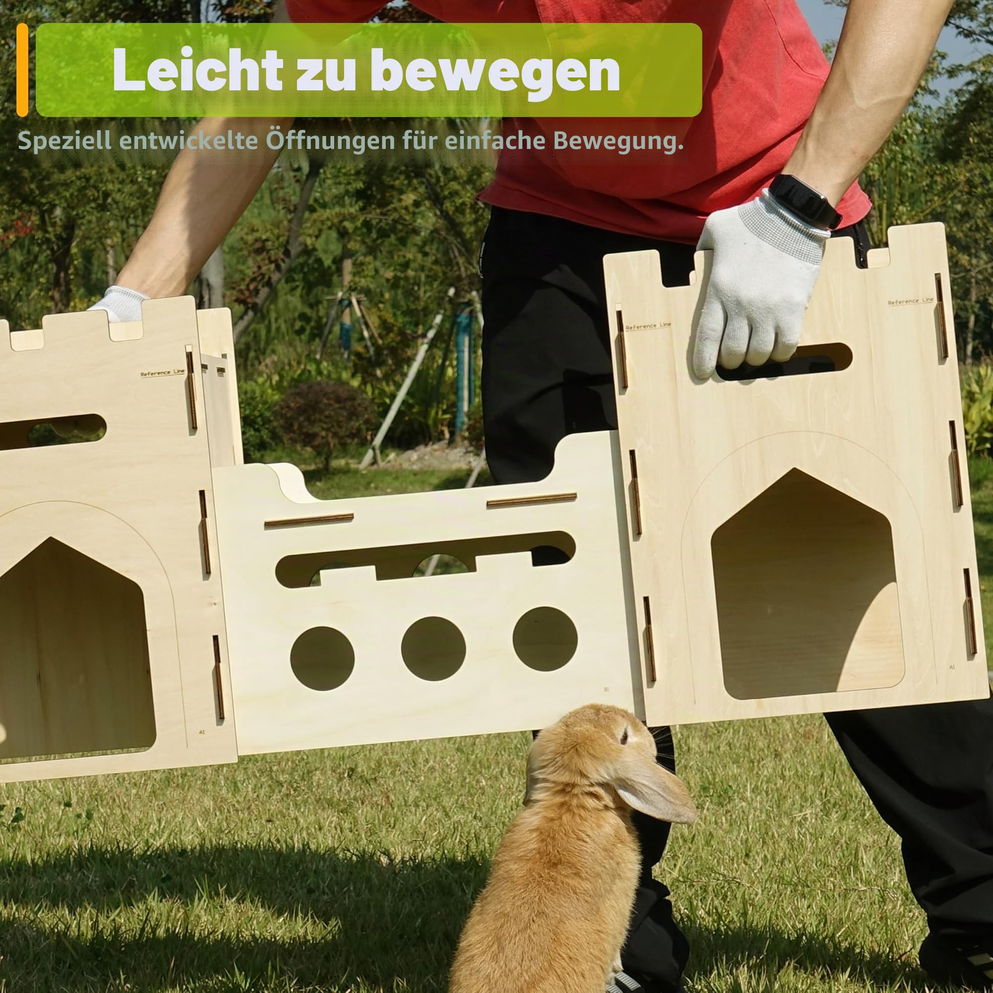 HIIMALEX Bunny Castle Haus – Stabiler Mehrstöckiger Kletterturm mit Tunnelversteck für Kaninchen, Frettchen, Meerschweinchen, Hamster, Belüftetes Anreicherungsspielzeug für Innenbereich, Mit Rampe
