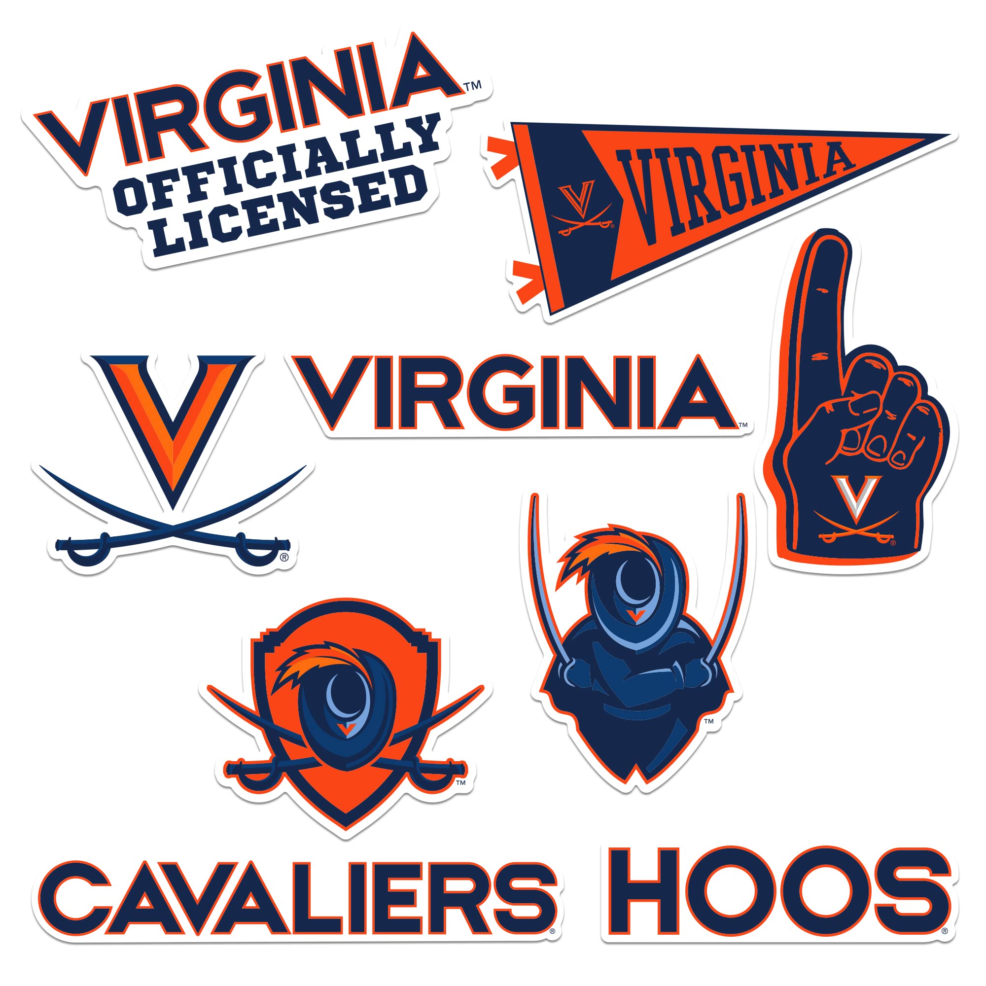 University of Virginia 8ct Vinyl Large Deluxe Stickers Variety Pack - Laptop, Water Bottle, Scrapbooking, Tablet, Skateboard, Indoor/Outdoor - Set of