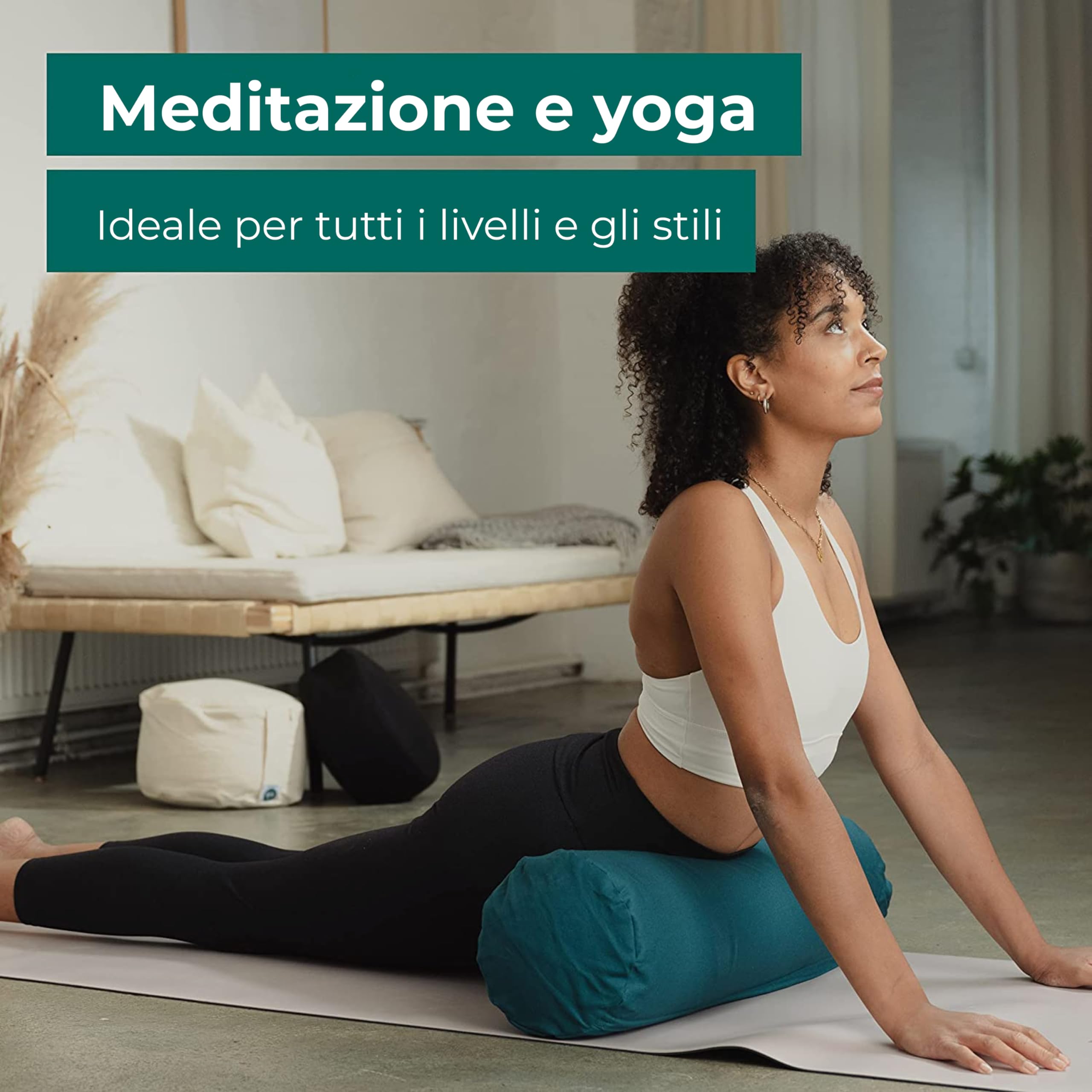 Bolster Yoga - Yoga Cuscino Cilindro Ø20 cm – Rullo 100% Naturale