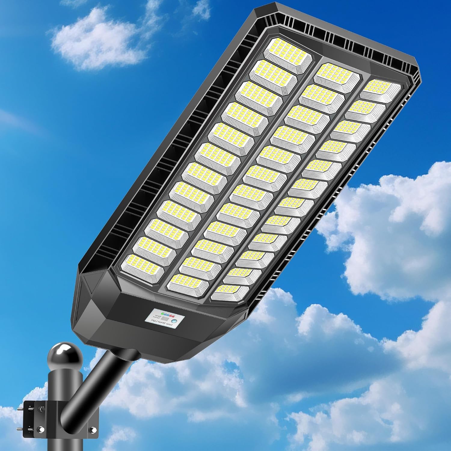 CEDIO 12000W Commercial Grade Solar Street Light, IP67 Waterproof Heavy Duty LED Flood Light with Remote & Motion Sensor, Dusk to Dawn Security Light for Parking Lot, Farm, Property, Yard