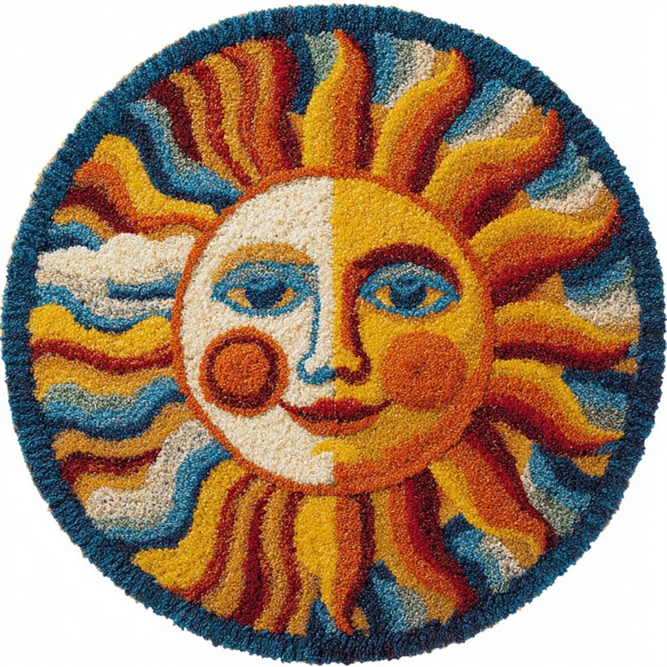 Kitquiver Rug Making Kit for Adults Cartoon Sun 80x80cm