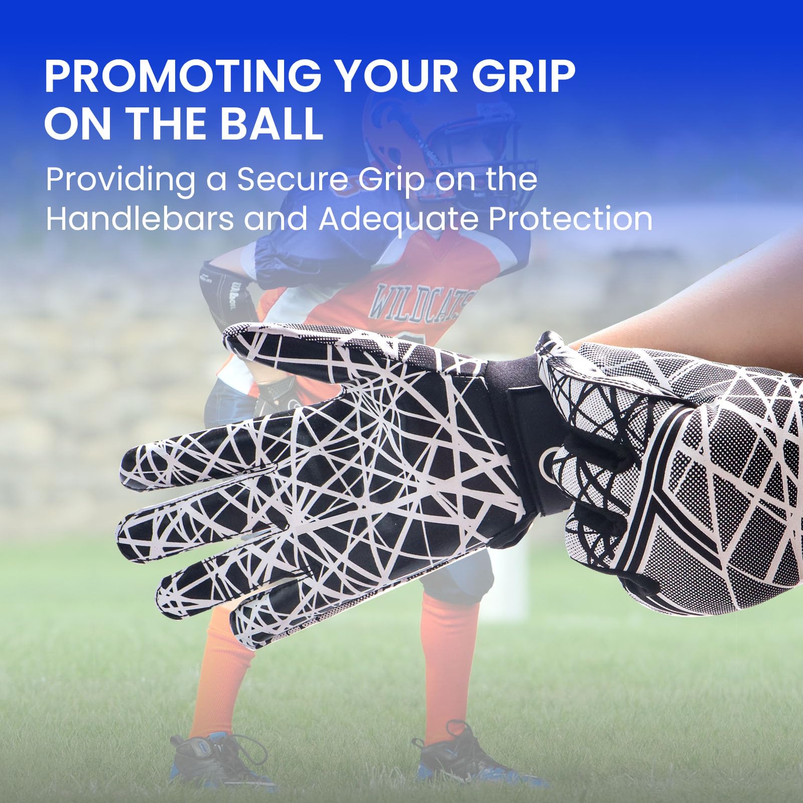 FINGER TEN American Football Gloves Youth Kids Ultra Tack Sticky Non-Slip Palm Receivers - Image 3