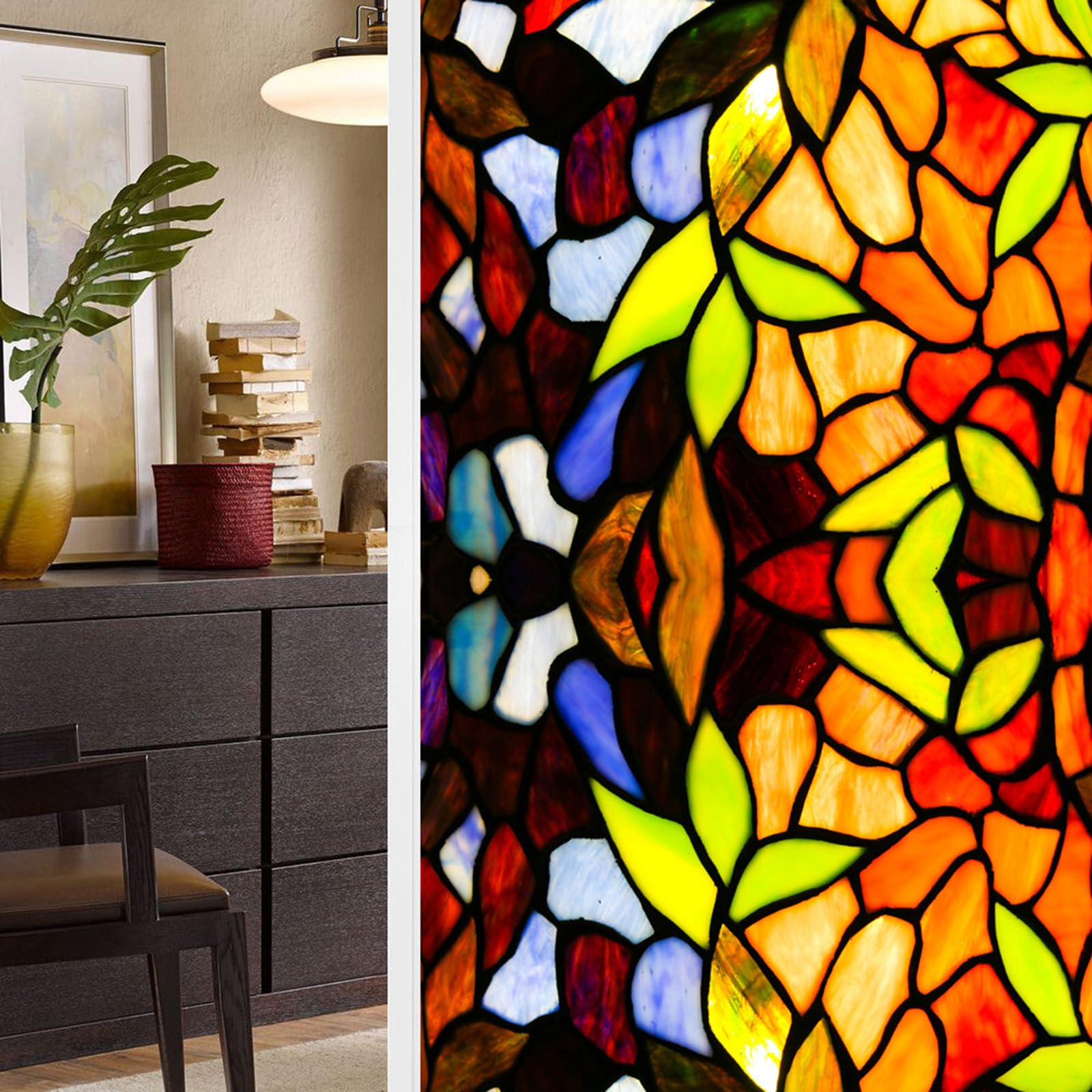 BBTISG 2 Pcs Privacy Window Film, 45 * 100cm Privacy Window Film Bathroom Removable Window Privacy Cling Static Stained Glass Stickers for Home Office Bathroom (Style 13) โ image 1