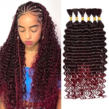 Braiding Hair For Boho Braids 200g Deep Wave Bulk Hair for Braiding Knotless 6 Bundles Wet and Wavy Faux Braiding Hair Extensions Bulk Bohemian Natural Color 20 Inch TBUG#