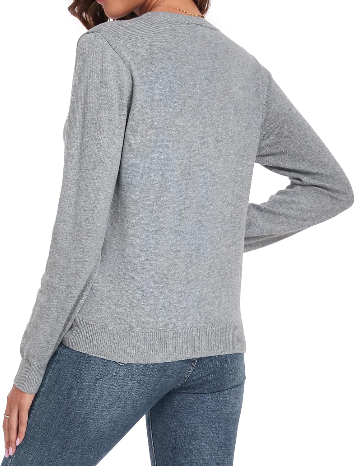 QUALFORT Women's Sweater 100% Cotton Long Sleeve Pullover Sweater Soft Lightweight Knit Tops 2026 - Image 2