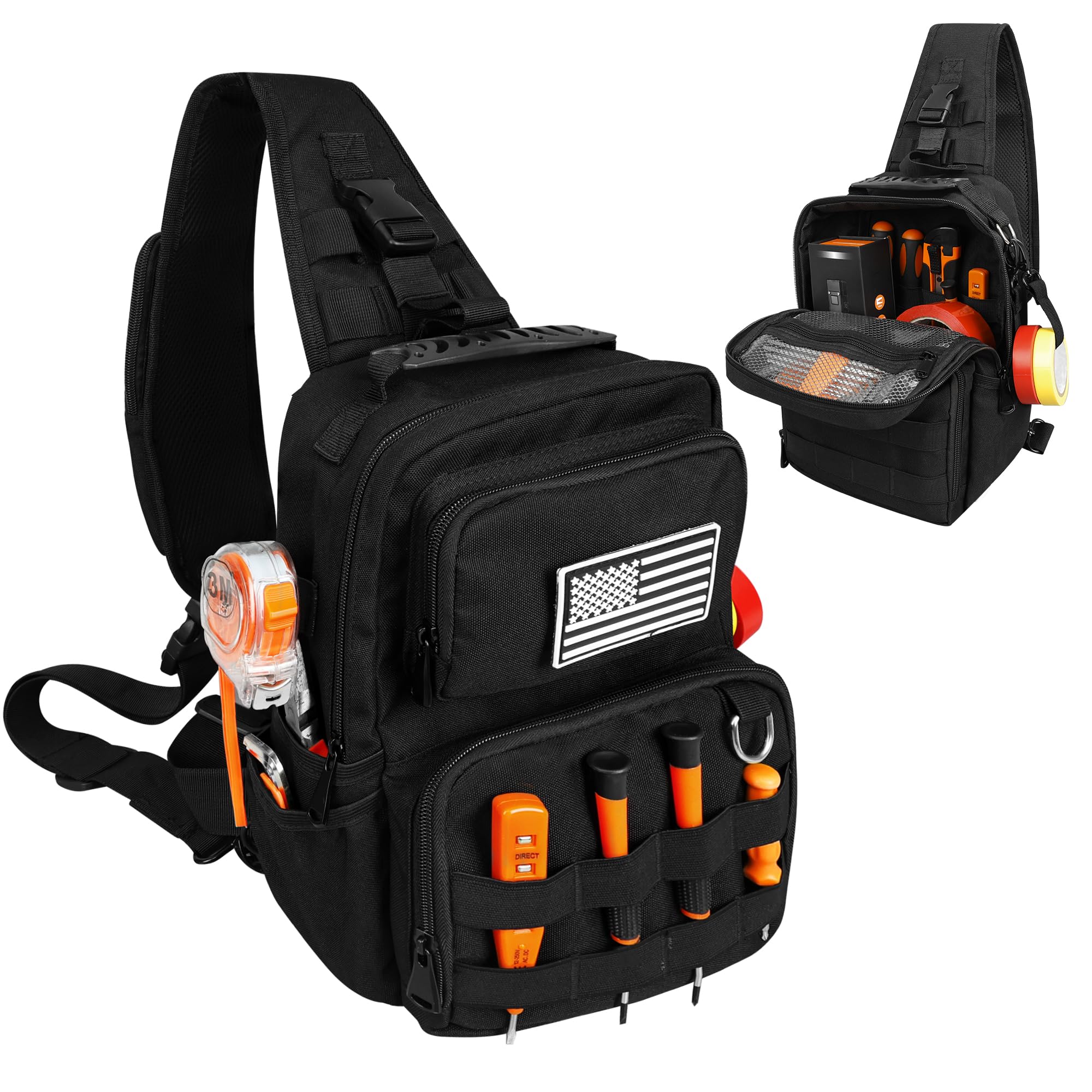 Small Tool Bag, Shoulder Tool Bag Organizer for Electricians, Small Tactical Sling Bag fo…