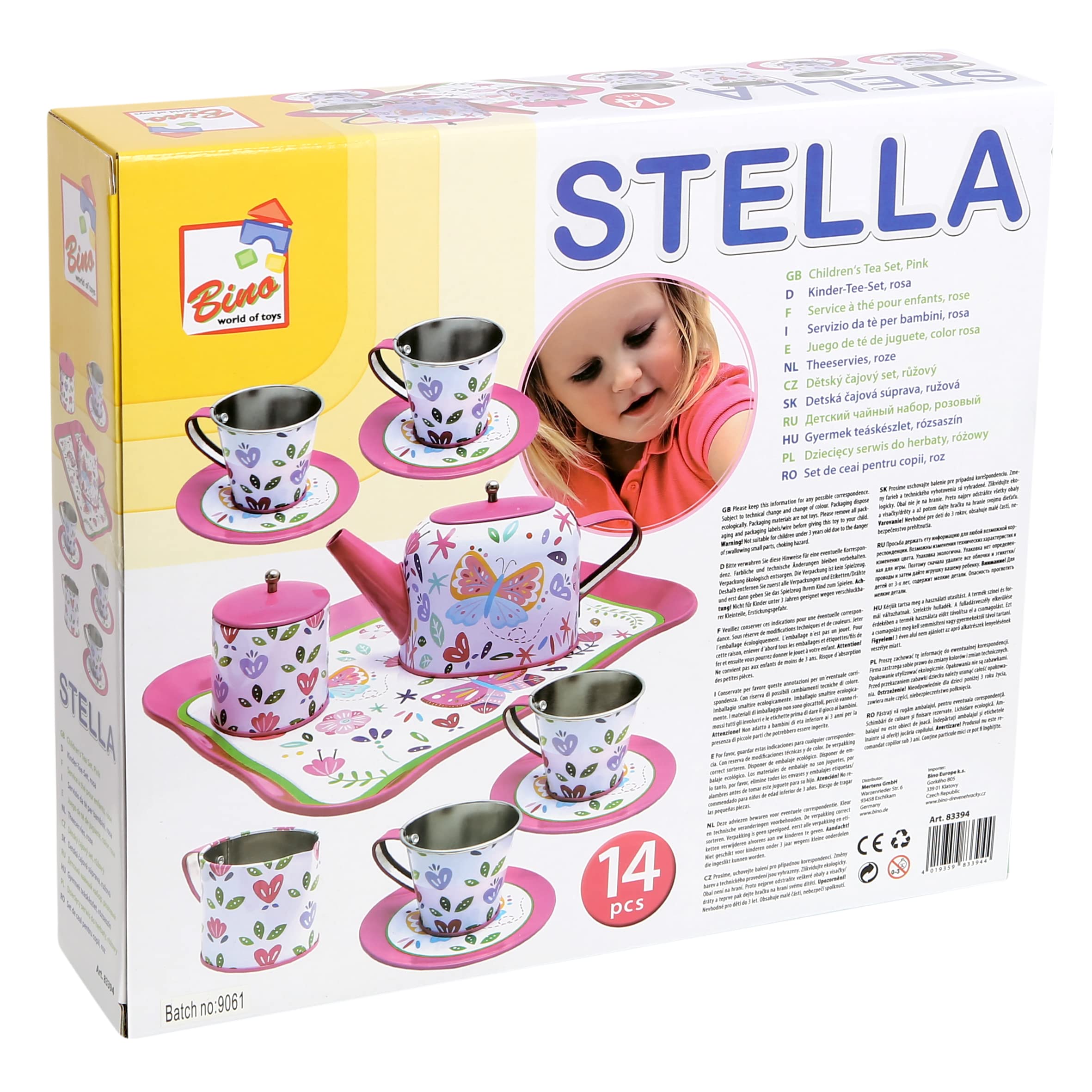 Bino World Of Toys Juego De Té De 14 Piezas Para Niños – Vajilla De Juguete Con Tetera, Tazas Y Platos, Set De Roles Para Fiestas De Té, A Partir De 3 Años