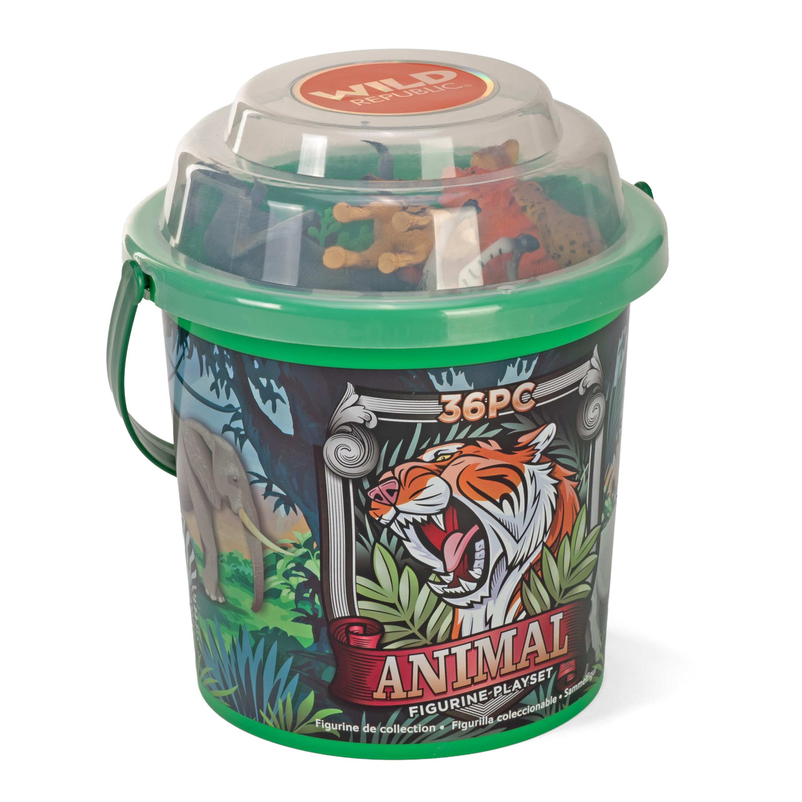 Figurine dinosaure multicolore avec seau de rangement Wild Republic 22113