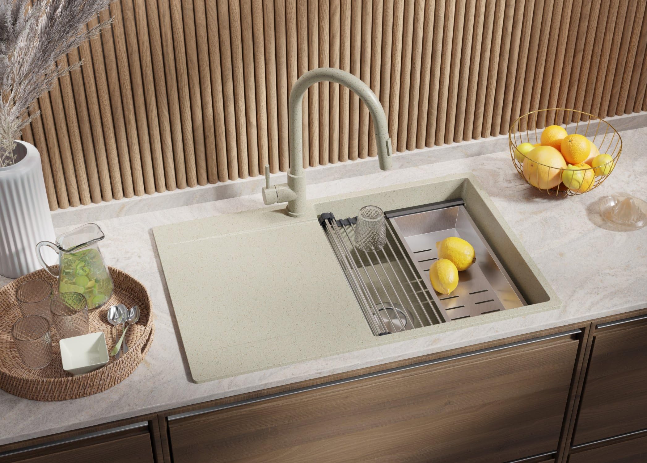PRIMAGRAN Lavandino da Cucina al Mobile 50cm + Rubinetto, 78x50cm
