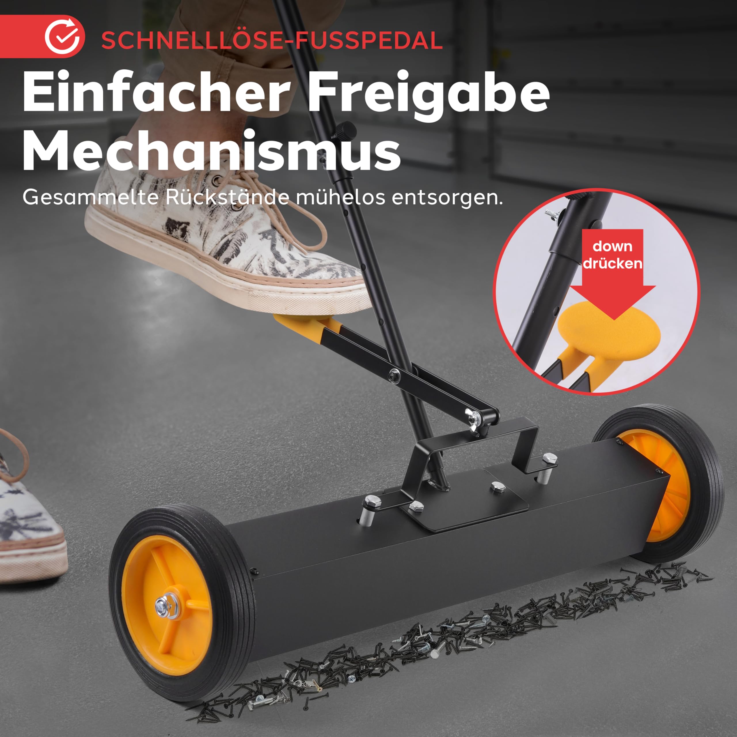 Pyle Magnetbesen, Spänesammler 61cm, Magnetic Sweeper, Magnetische Kehrmaschine mit starke & Langlebige Metallkontsruktion, Robuste Reinigung, für Industrielle & Gewerbliche Nutzung