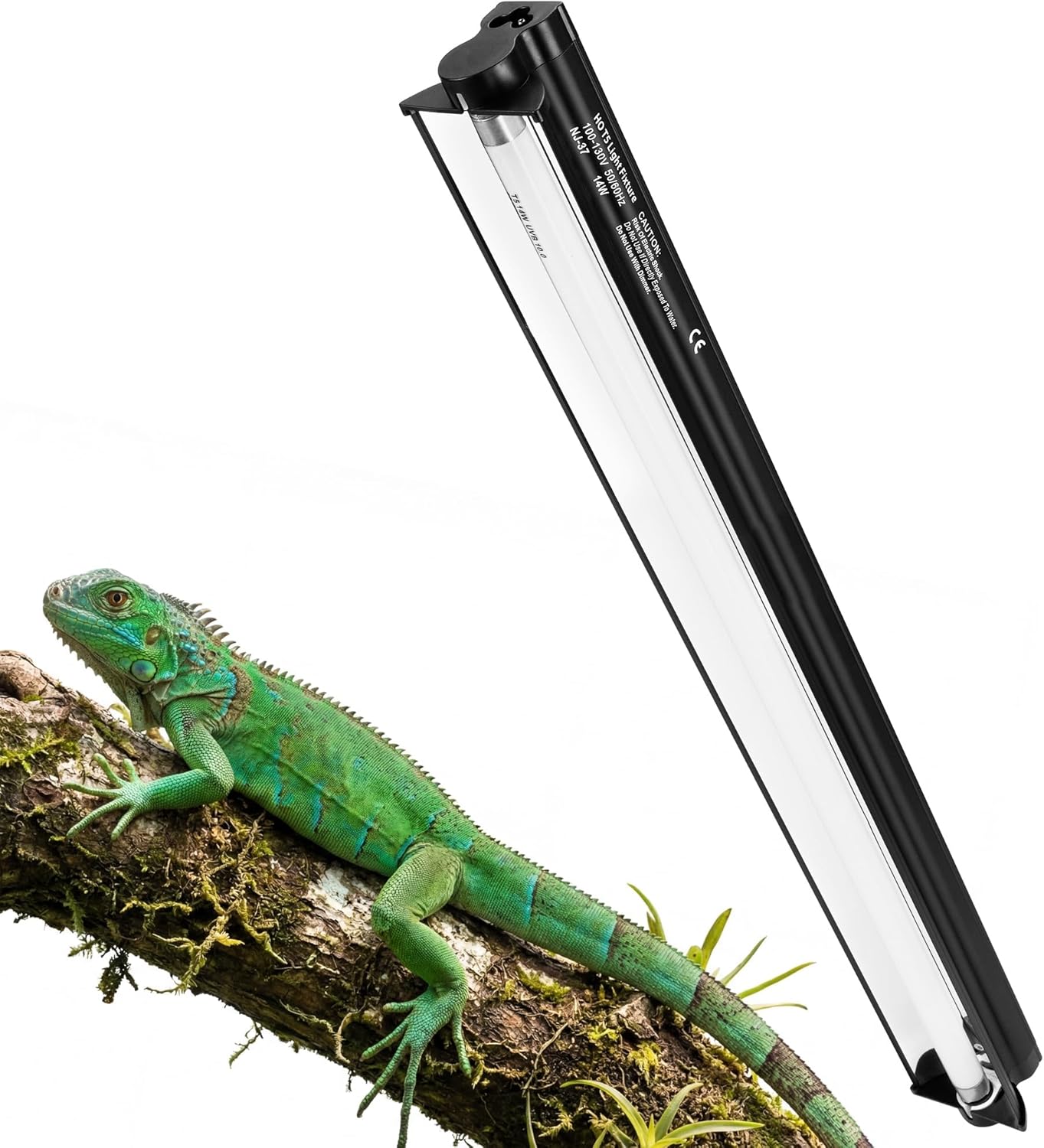 T5 HO UVB Reptile Light Kit, 22.6" Fixture with 14W 5.0 UVB Tube, Suitable for Rainforest Reptiles Including Juvenile Green Iguanas