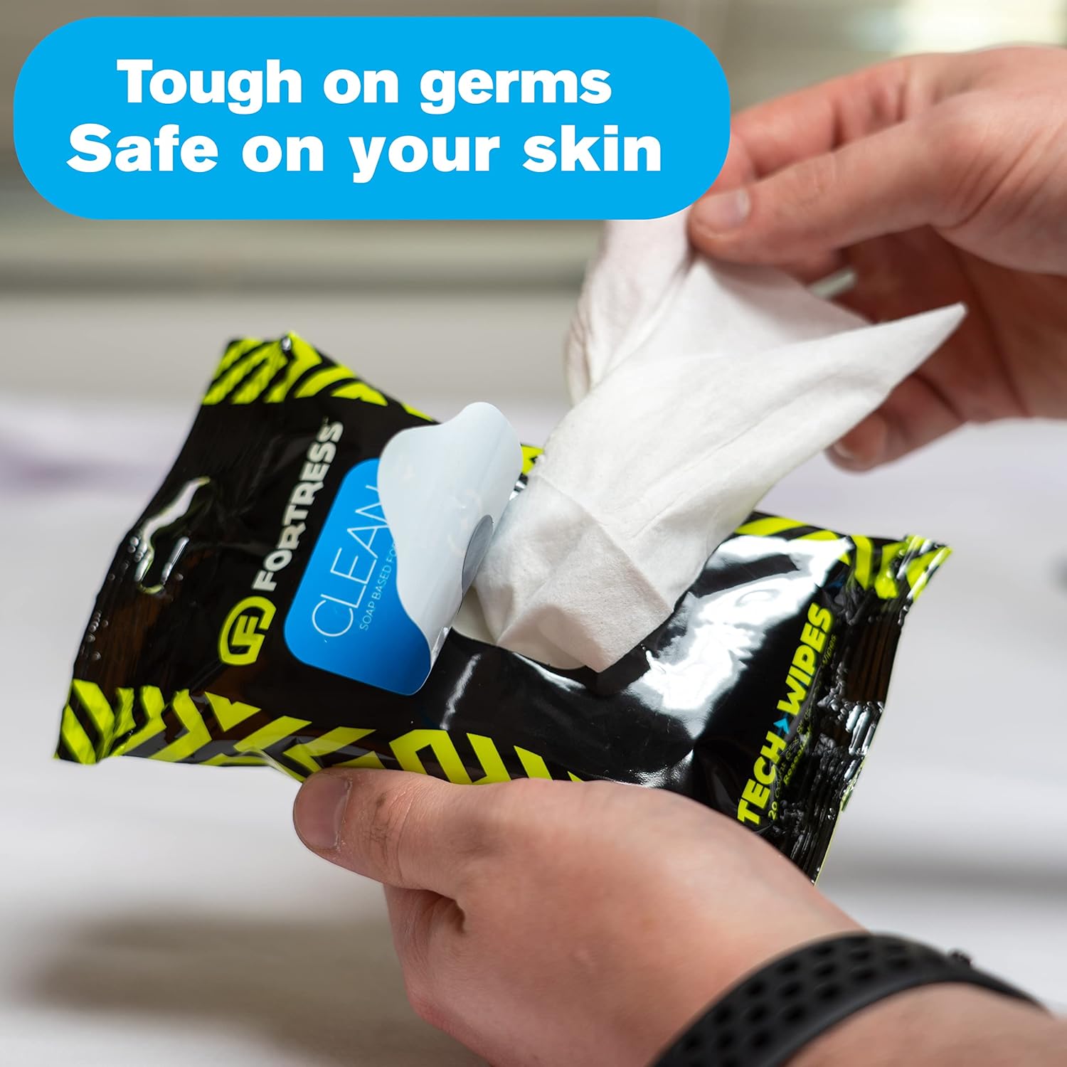 Fortress Tech Wipes (25 ct, Pack of 3) To-Go Electronic Wipes for Cell Phones, Keyboards, Cameras, Car Interior and More [Travel Size] Skin-Safe Cleaning Wipes, Phone Wipes : Automotive