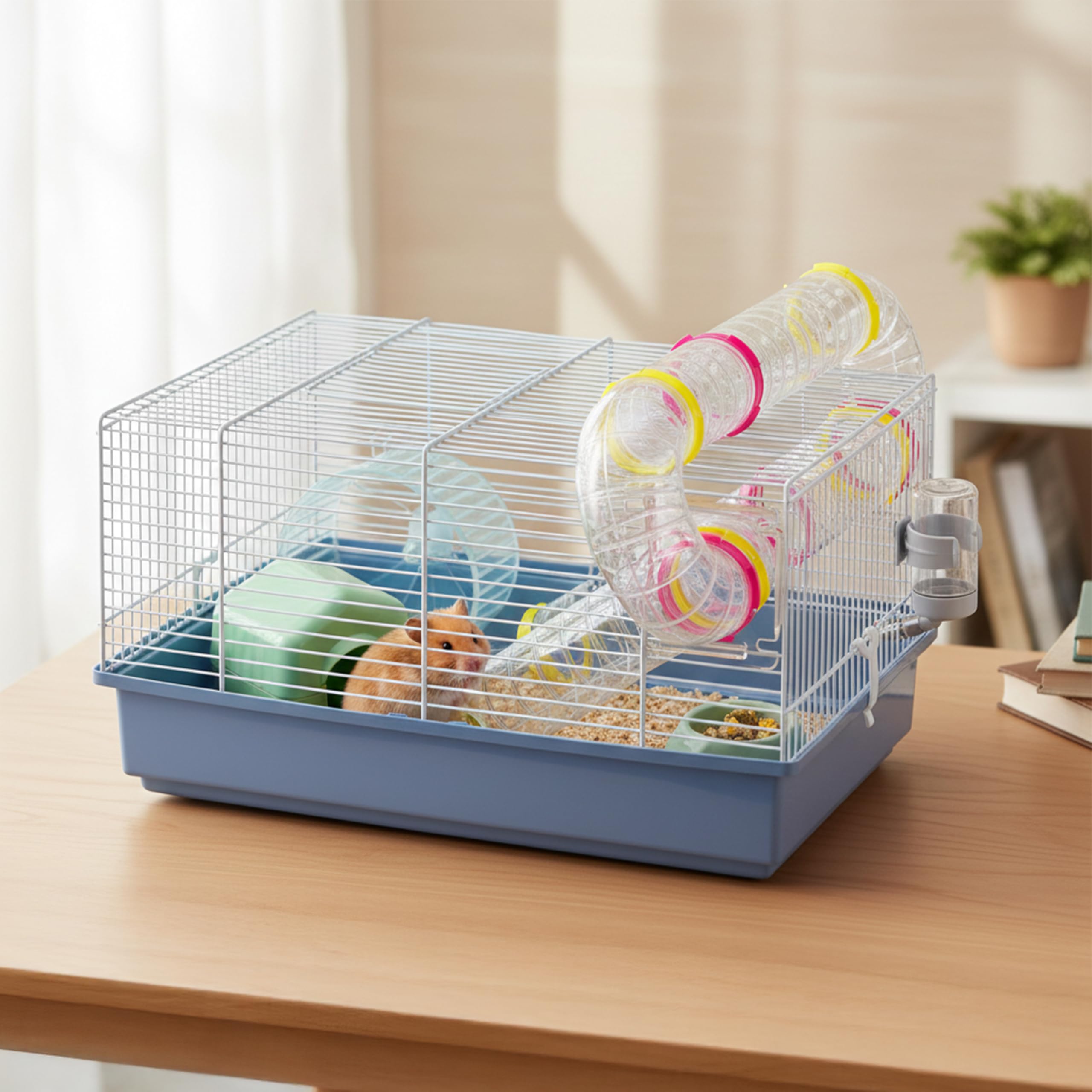 Ferplast Gabbia Roditori Paula per Criceti, in Metallo, Accessori Inclusi: Mangiatoia, Beverino, Casetta, Ruota, Set Tubi. 46x29,5xh24,5cm