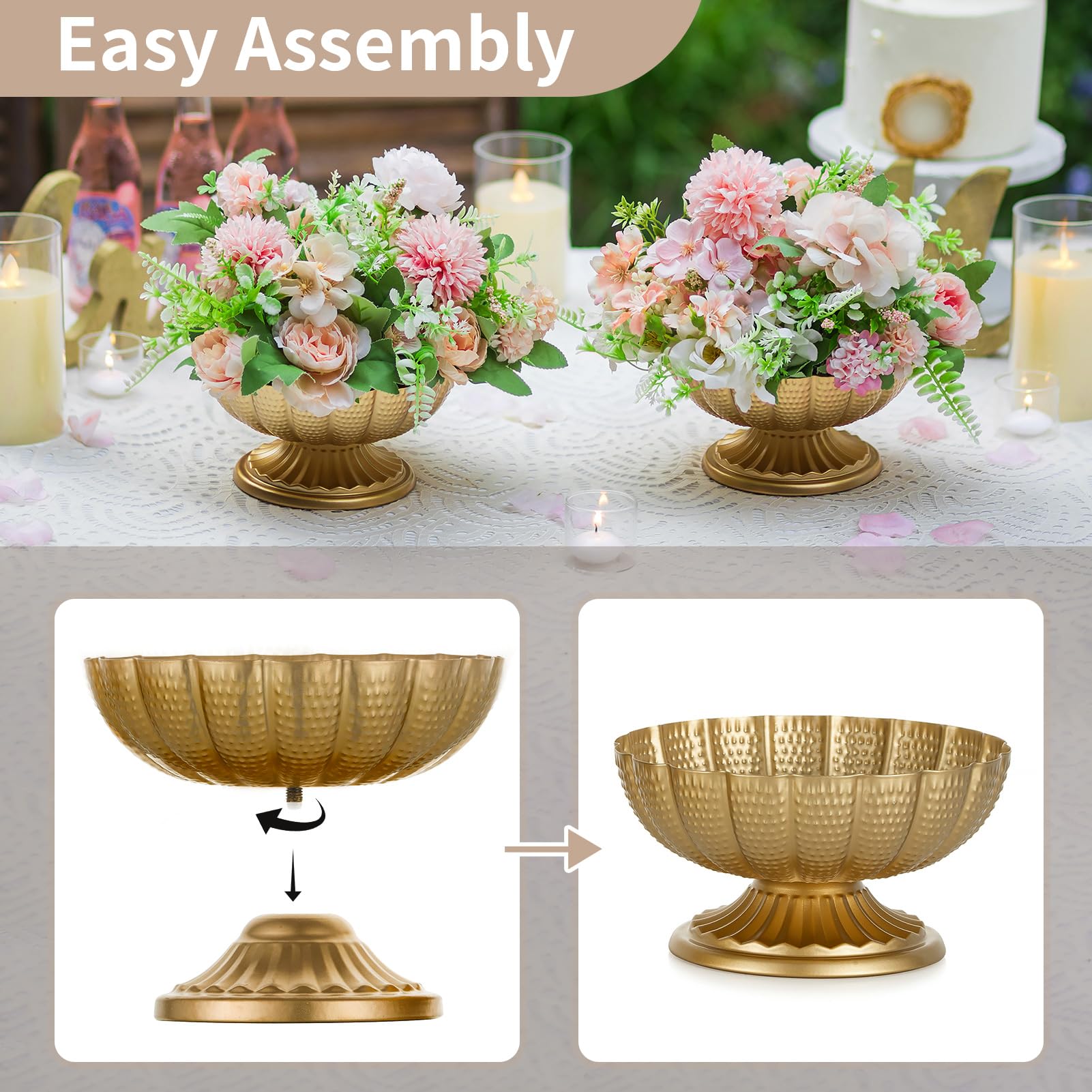 NUPTIO Gold Metall Kleine Vase: Kunstblumen Vasen Blumenvase Herzstücke für Hochzeit Geburtstag Deko - Vintage Blumentopf Plant Topf für Couchtisch Innen Tischdeko Satz von 10