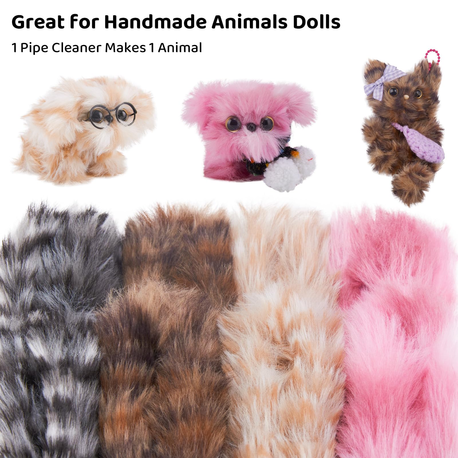 GUWINA 8Pcs Jumbo Pipe Cleaners for Craft, 39.37'' Long 0.8'' Thick, Faux Bunny Fur Fluffy Chenille Stems Set, 4 Colors Fuzzy Sticks Supplies for DIY Arts, Kids Animal Crafts & Holiday Decorations - Image 4
