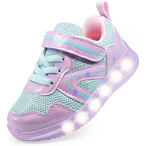 Floranate Light Up Toddler Boys Girls Shoes LED Flashing Lightweight Tennis Walking Sneakers for Toddler and Little Kid