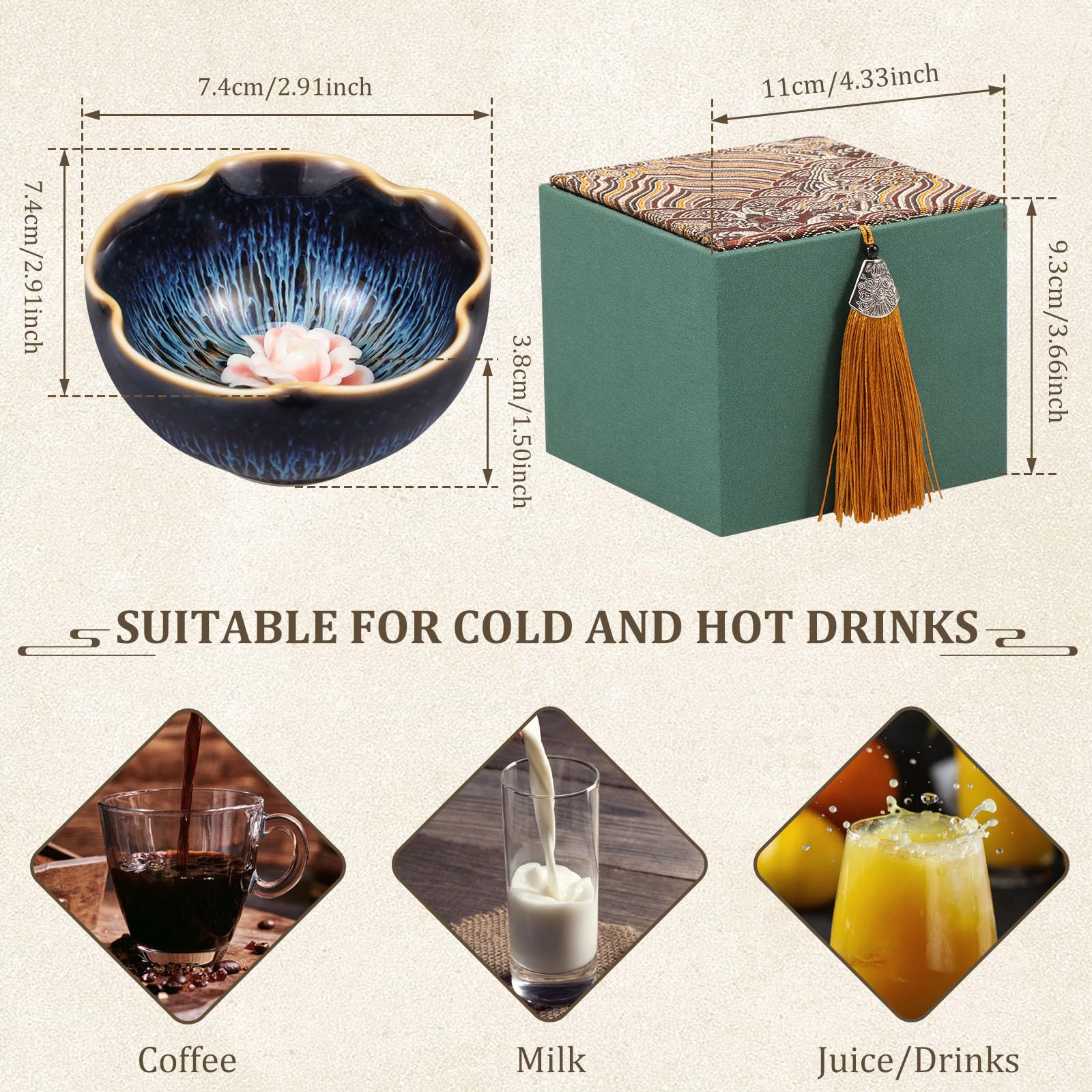 Handmade Jian Zhan Tea Cups With Unique Glaze Crystals