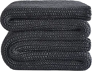 L'AGRATY Knitted Weighted Blanket - 60"x80" 20lbs Cooling Chunky Knit Heavy Blanket for Adults Braided Crochet Throw Thick Cable Yarn Knit Decorative No Beads Evenly Weighted Machine Washable