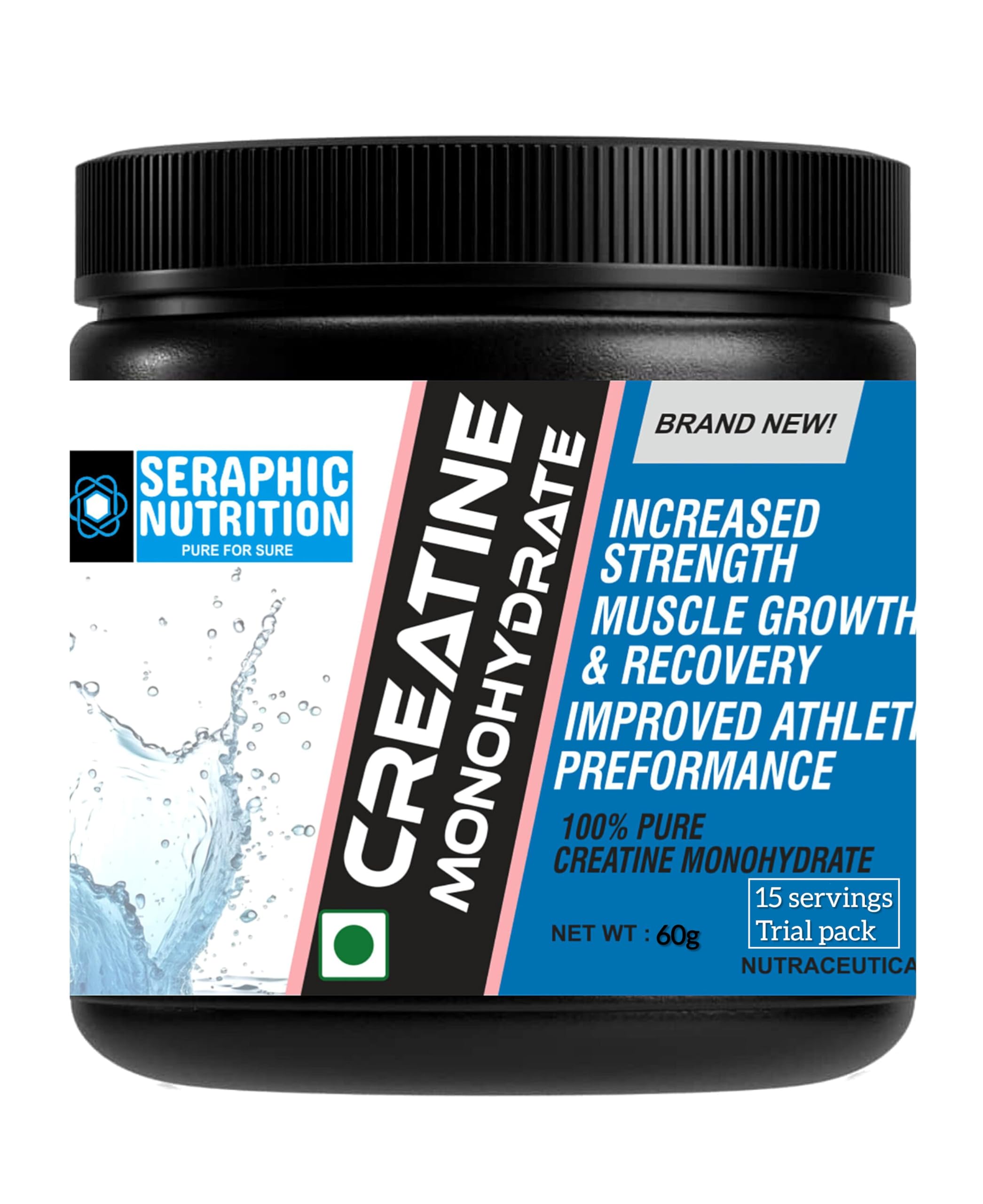 Seraphic Nutrition 100% Pure Creatine Monohydrate Powder Trial Pack,Certified,Purest Form,(ISO,GMP,HACCP,FSSAI) Brand,Certificate of Analysis With Every Box,50grams,15servings (B0DDLK4JPM) Amazon Price History, Amazon Price Tracker