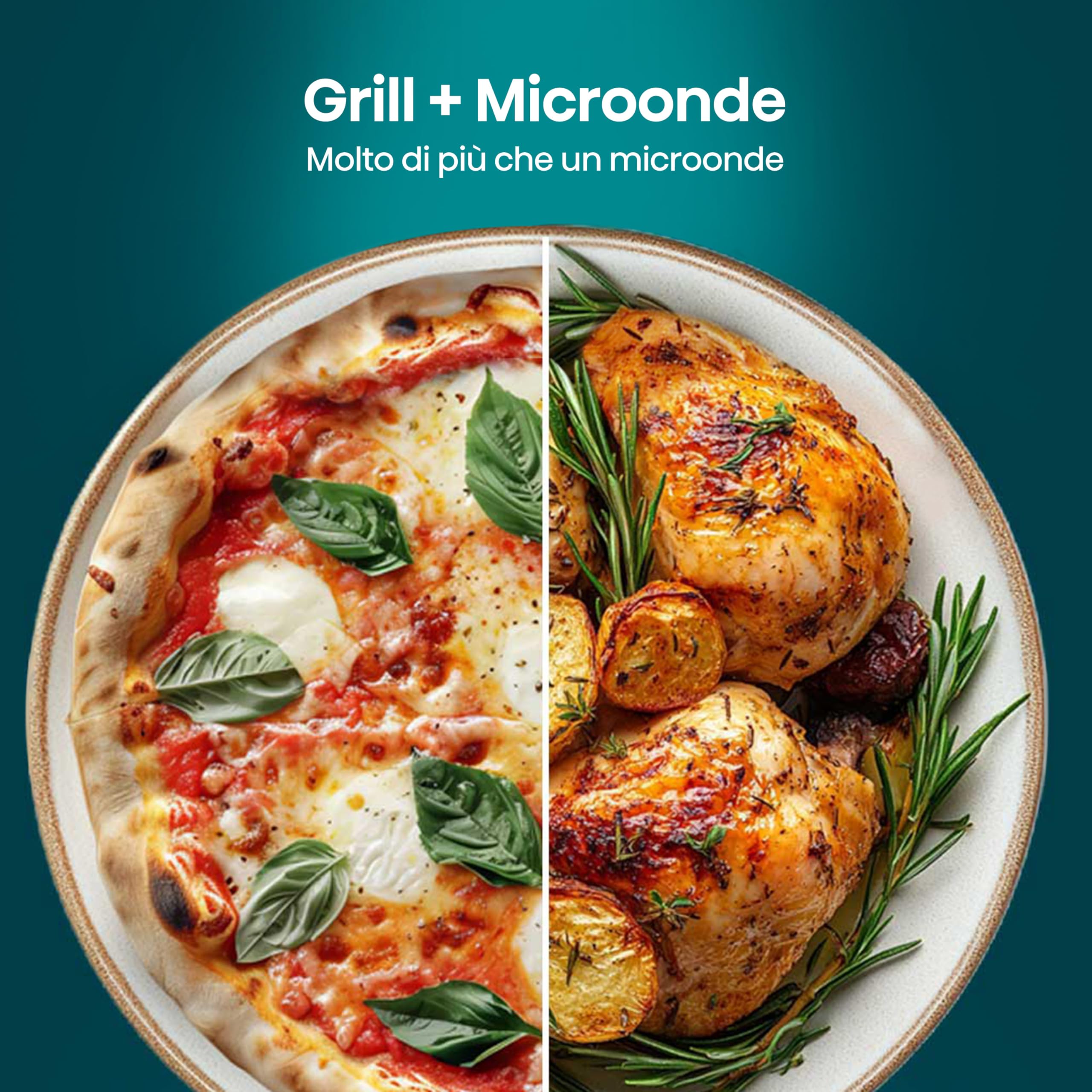 Hisense Microonde H23MOBS5H4, cavità 23L, apertura porta a sinistra, display LED touch, 8 funzioni, 800W