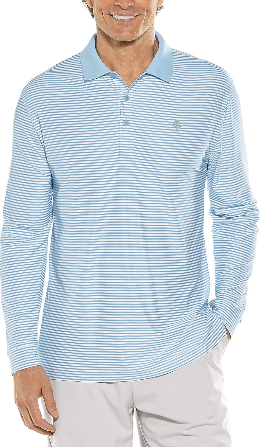 Coolibar UPF 50+ Men's Erodym Long Sleeve Golf Polo Sun Protective