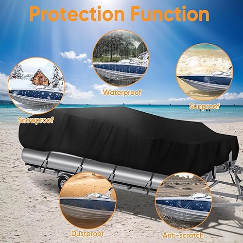 Miniatura 7 de NEVERLAND Cubierta de barco remolcable impermeable resistente de poliéster de grado marino para pontónbarcos de cubierta (longitud del barco 21-24