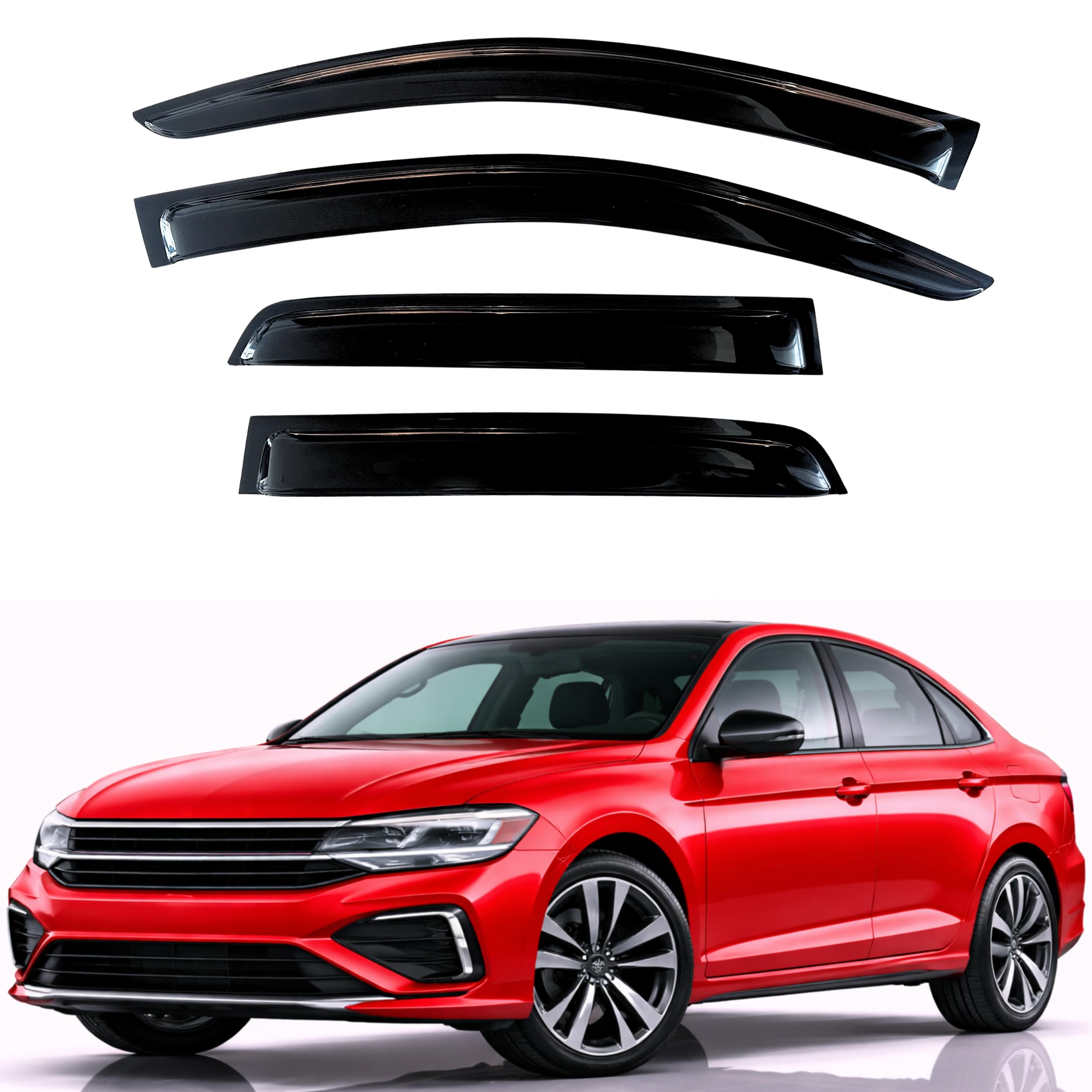 KPY Rain Guards Fit for 2019-2026 Volkswagen Jetta, Out-Channel Window Visors Vent Wind Deflectors 4PC, Car Accessories for 19-26 VW Jetta