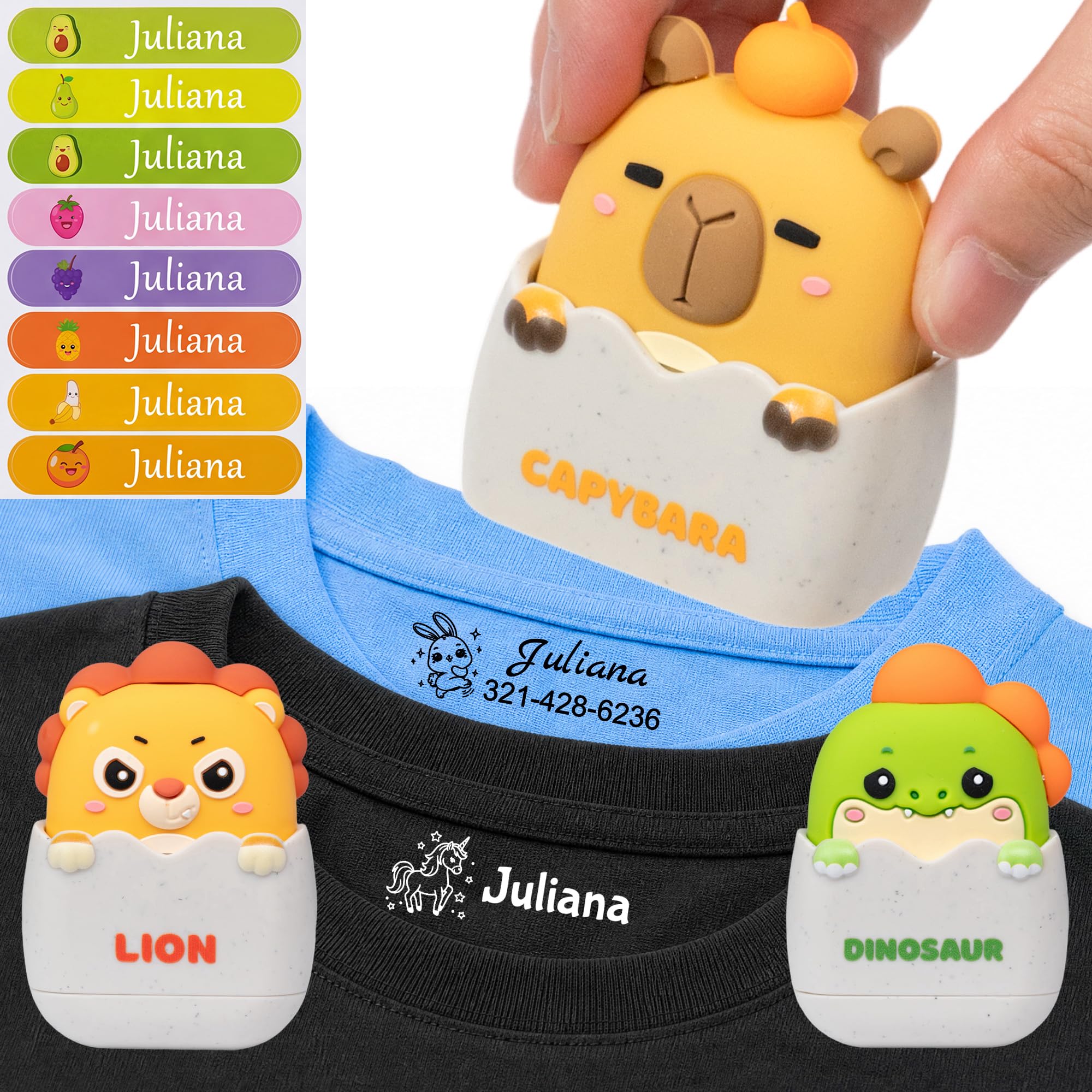 Easycosy Name Stamp for Clothes Kids Back to School Supplies Waterproof Quick & Easy Child Name Label Personalised Stamp for Clothing Uniform First Day at School Gifts