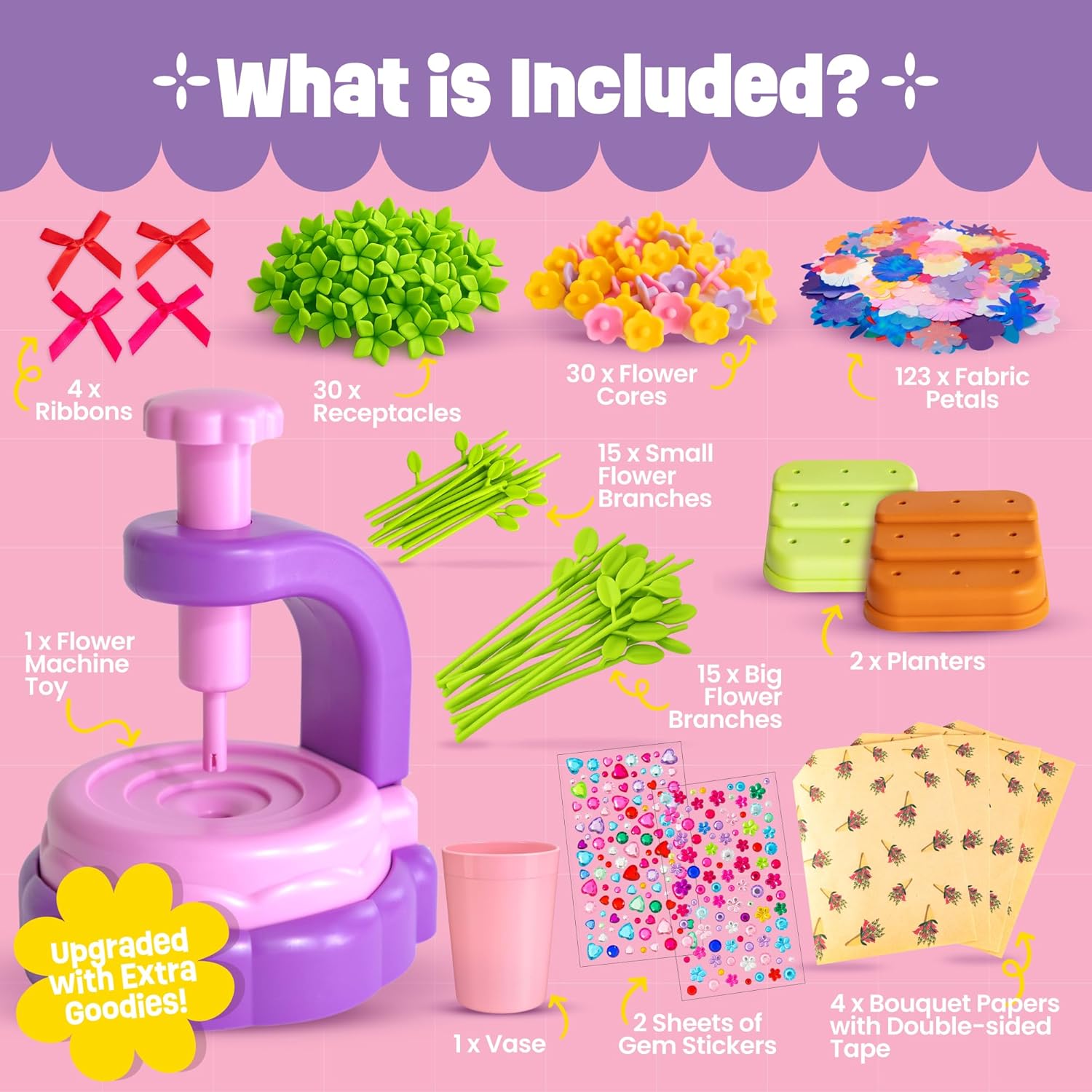 Flower Bouquet Making Kit Toy for Kids - Valentines Day Gifts, 5 Year Old Girl Gift, Toys for 7 Year Old Girls Gifts, Arts and Crafts for Girls Ages 4 5 6 7 8 8-12 +, 6 Year Old Girl Gifts Birthday - Image 3