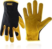 Vista 8 de HLDD HANDLANDY Men Leather Gardening Gloves, Utility Work Gloves for Gardening, Yardwork, Construction, Mechanics