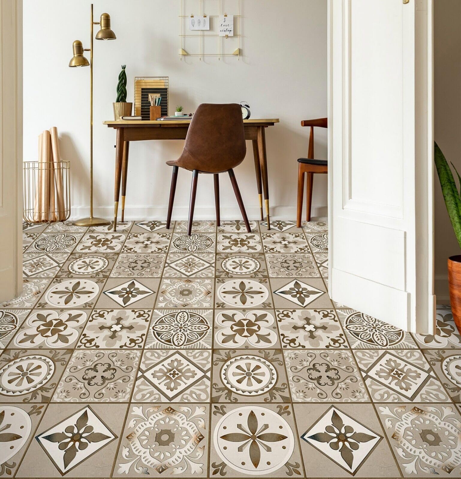 Cartel De Decoración De Piso Murales de papel pintado para suelo con patrón de azulejo 3D, 250 * 175 cm 3D Murales Pegatinas Cuarto de baño Vinilo autoadhesivo Papel tapiz