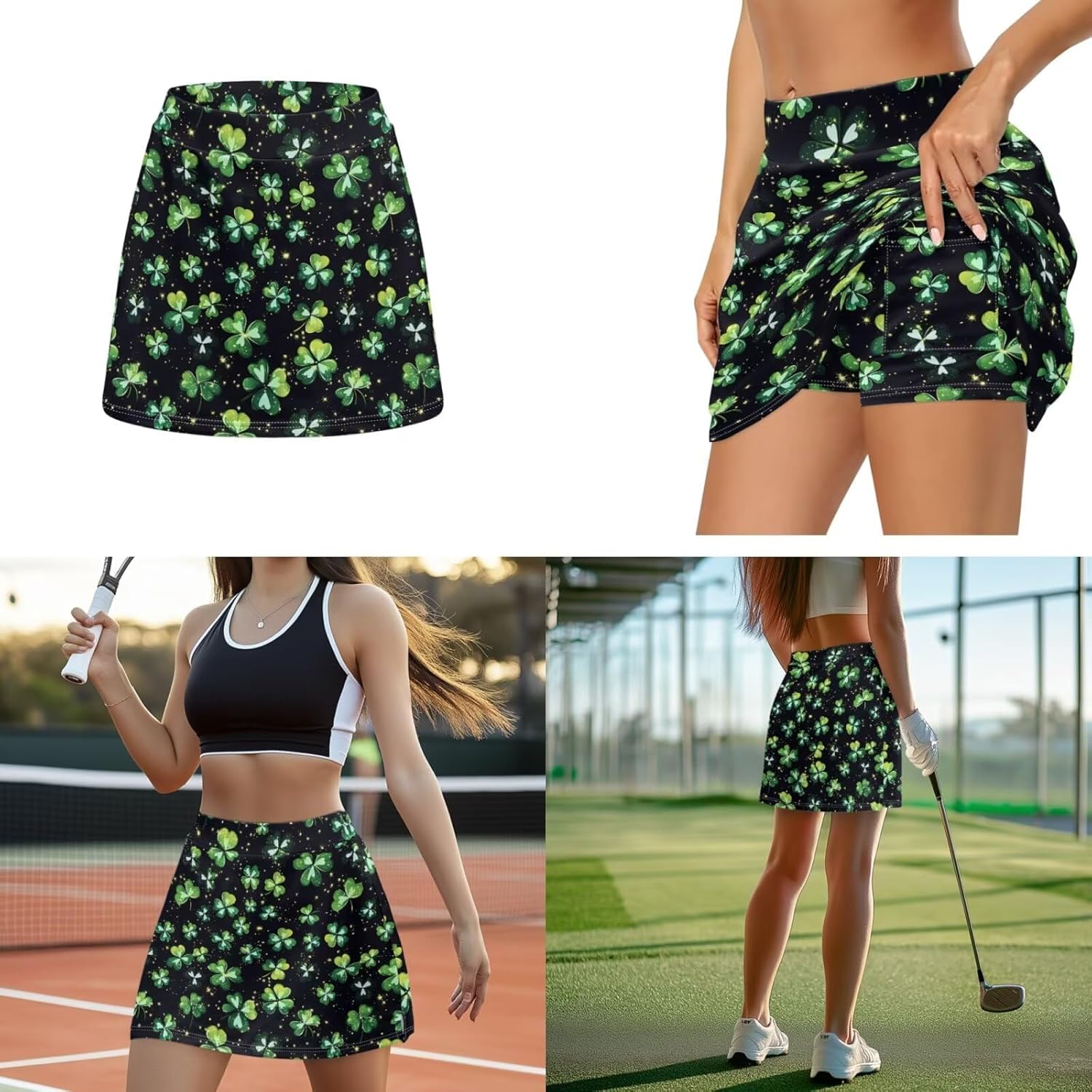 Belidome Flowy Mini Tennis Skirts for Womens with Sweat Wicking Headband Golf Athletic Skort with Shorts Pockets XS-3XL