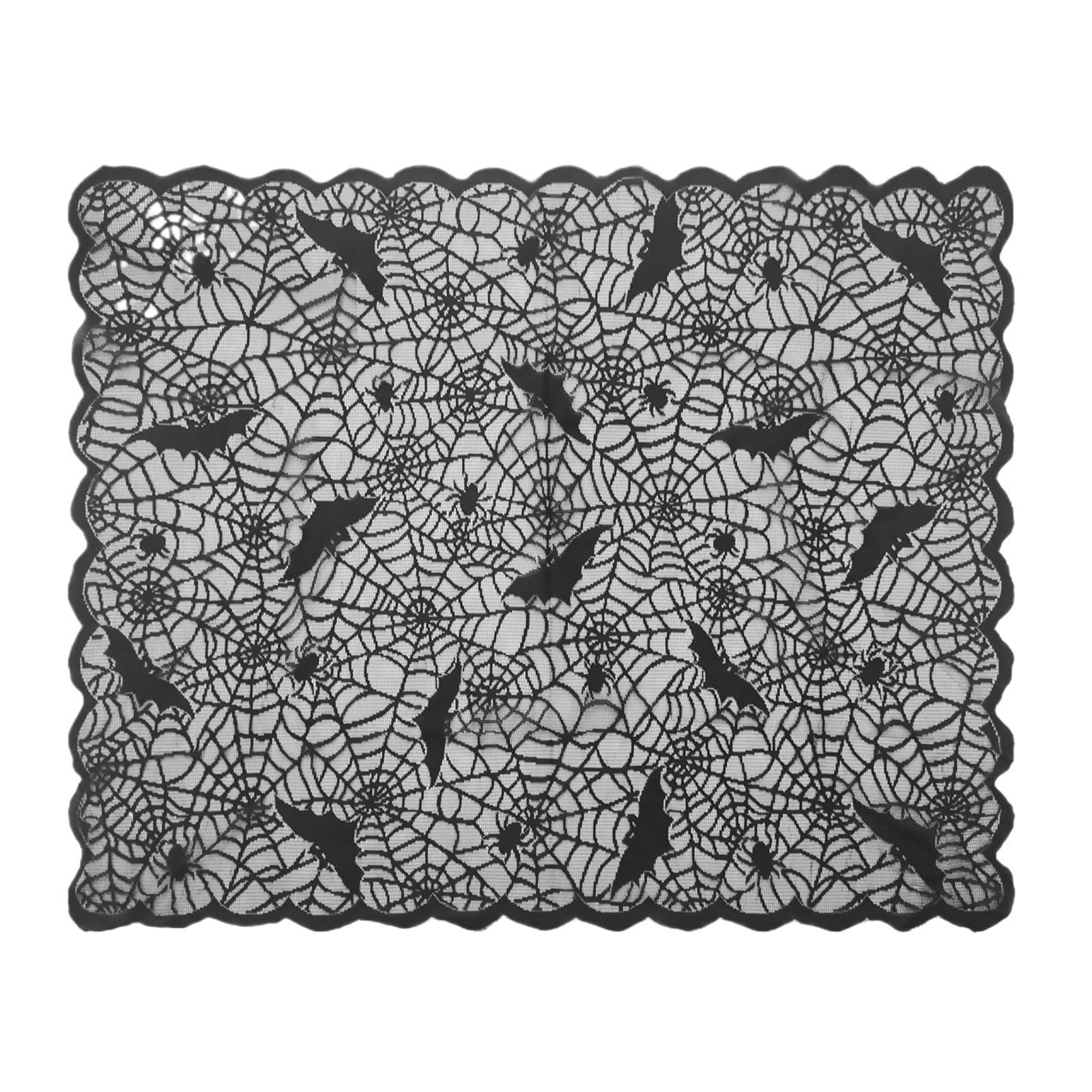 FOAAXSG Tablecloth Lace Table Runner Black Spider Web Tablecloth, Fireplace Mantel Cover for Home Party Decoration Cloth(98x81cm)