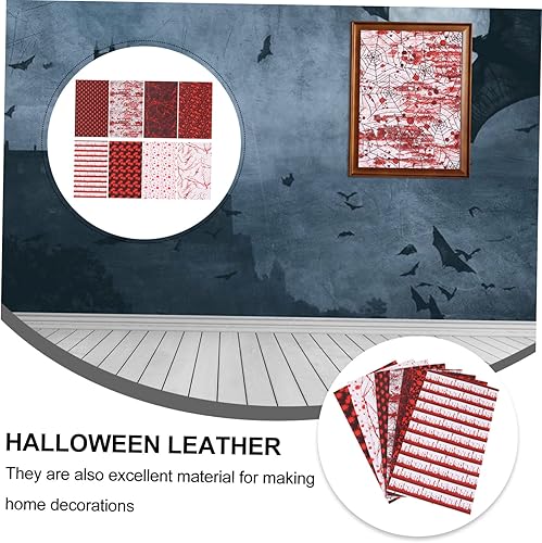 Miniatura 9 de SEWACC 8 piezas de hoja de Halloween de cuero con purpurina de tela Yule papel de regalo con purpurina aretes de Halloween papel de regalo para