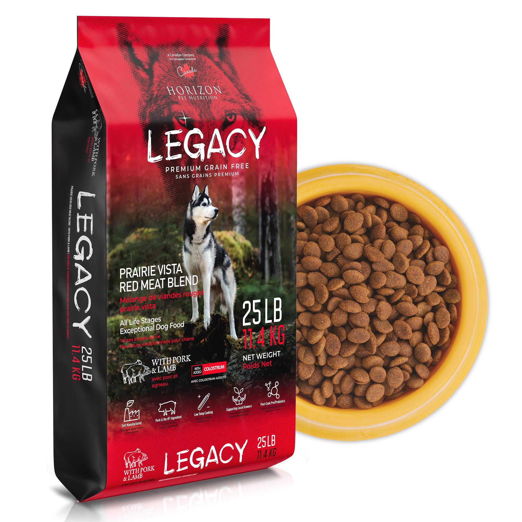 LEGACY Premium Grain-Free Dog Food | Prairie Vista Red Meat Blend | Nutritious Pork & Lamb Formula for All Life Stages | 25 lb