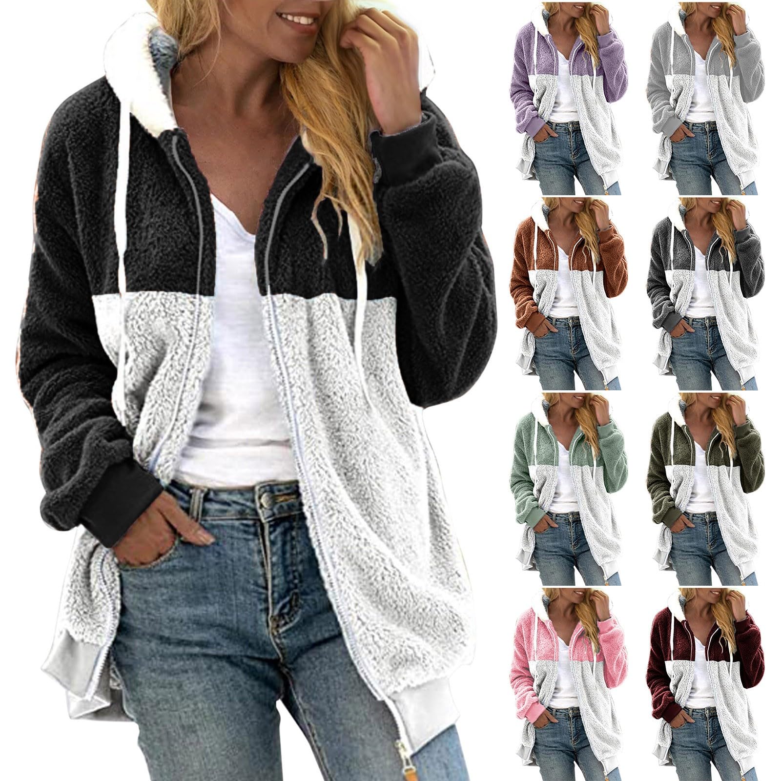 Sweat Femme Hiver Fourrure Chaud - Veste Grande Taille Chic Et Elegant