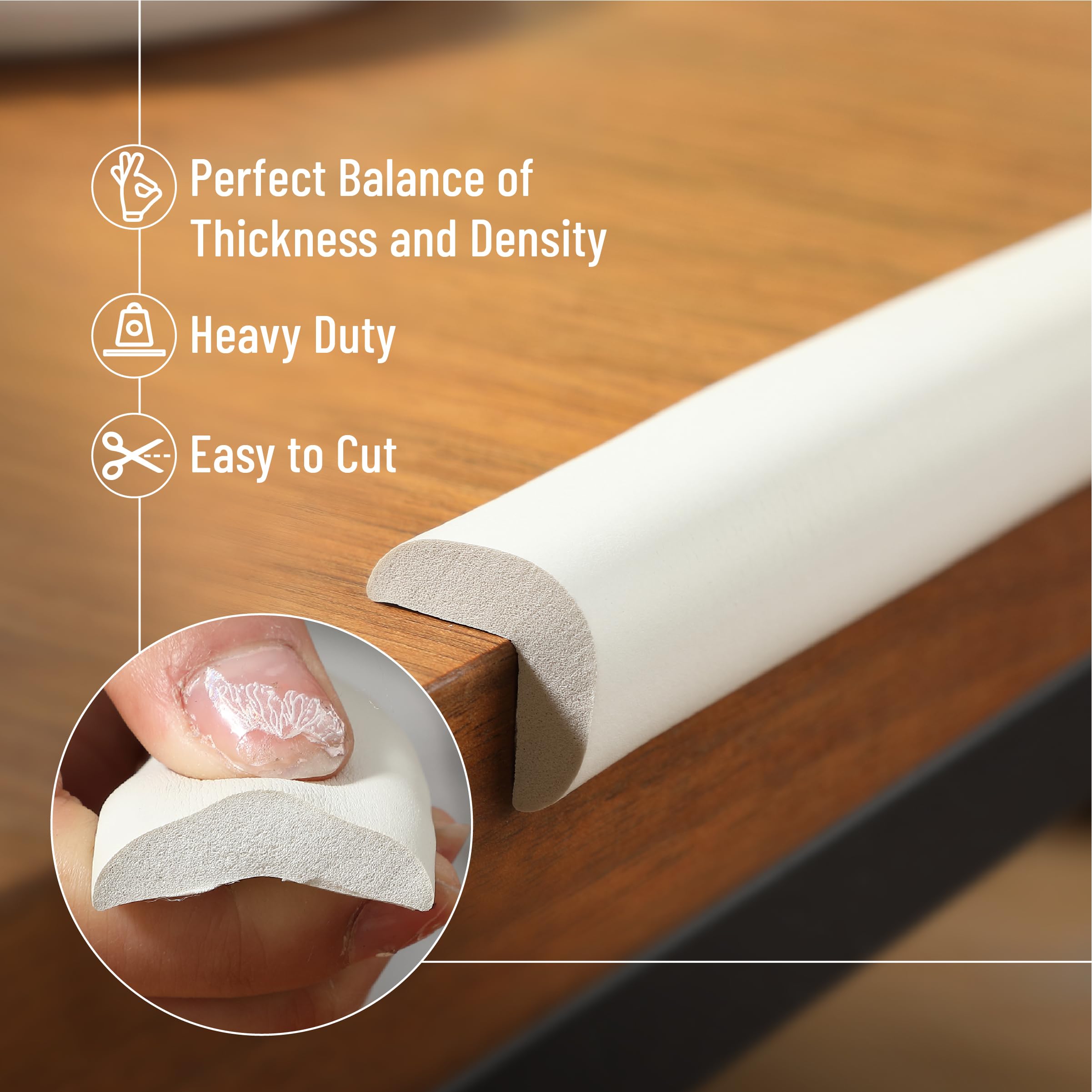 Mr. Pen- Furniture Corner & Edge Safety Bumpers, 18ft Edge & 8 Corners, Baby Proof Corners and Edges, White, 18 ft - Image 4