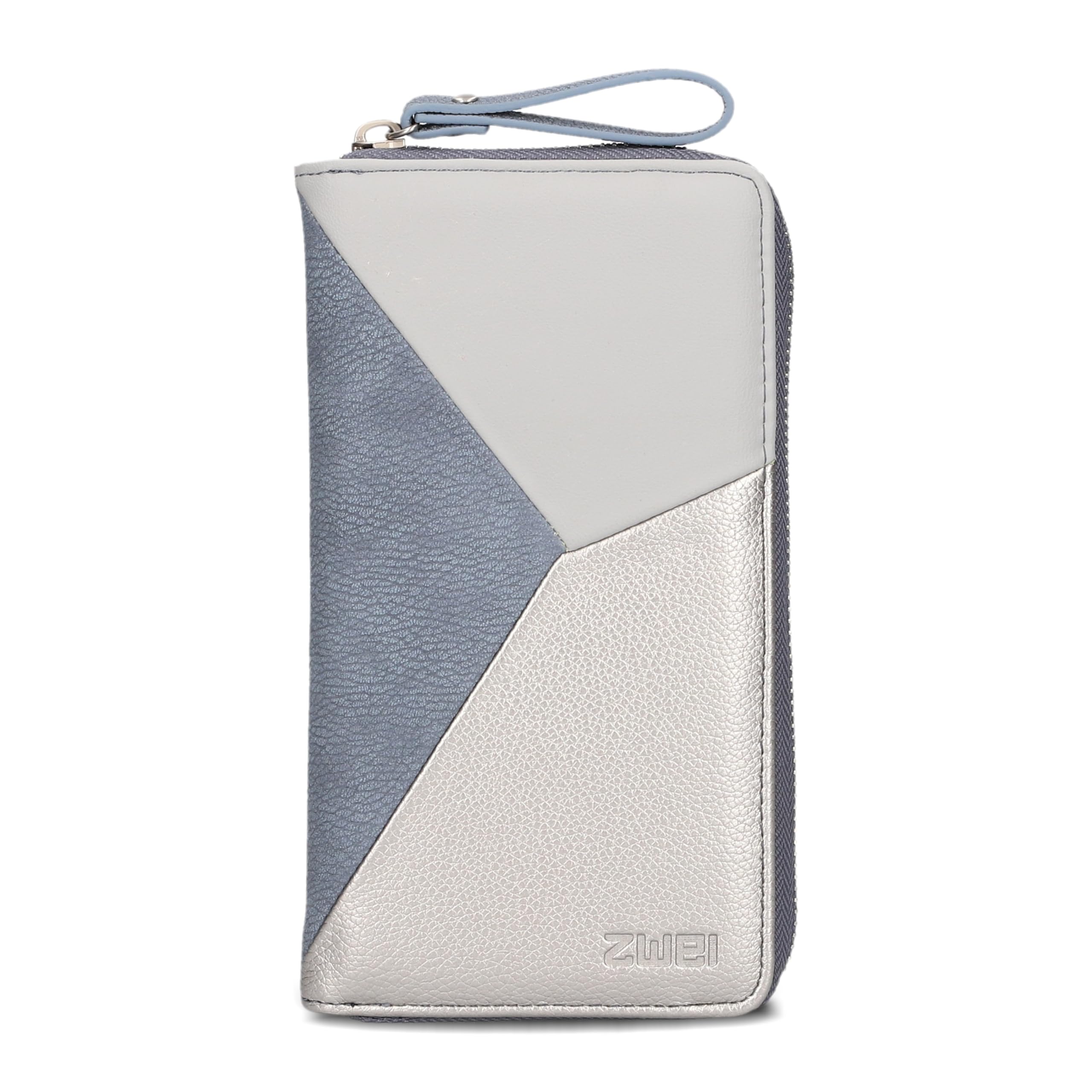 Zwei Damen Geldbörse JANA J2 Wallet 20 x 11 cm hochwertiges Kunstleder im Tricolor-Design, Portemonnaie mit 12 Kartenfächern, Münzfach, Sichtfach für Ausweise, mit umlaufenden Reißverschluss