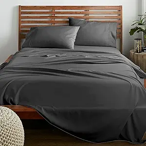 American Home Collection Twin Size Sheet Set - 16-Inch Deep Pocket - Ultra Soft Microfiber Bed Sheets - Breathable, Wrinkle Free, Easy Care - Oeko-Tex Certified (Twin, Dark Gray)