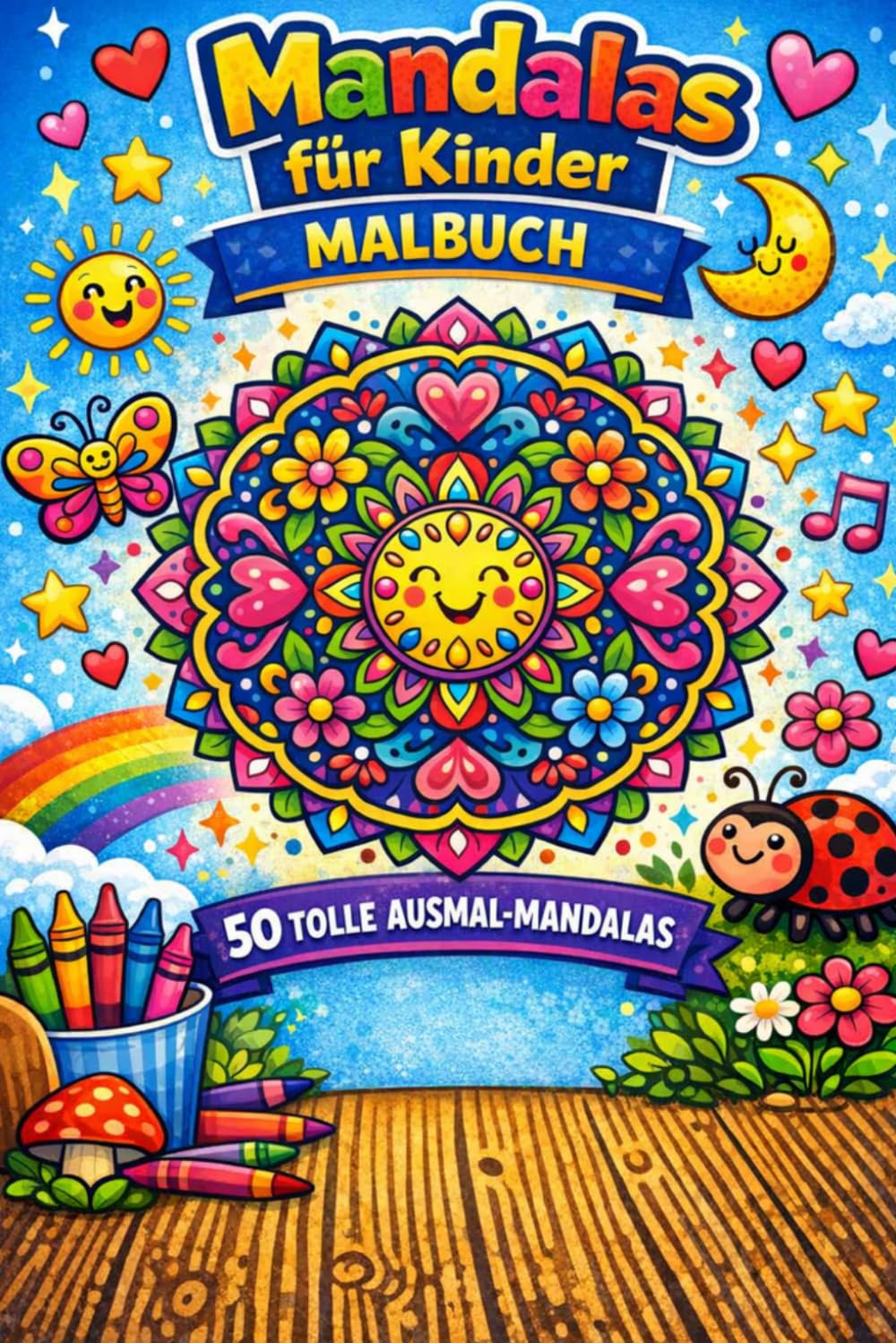 Mandalas für Kinder – Malbuch mit 50 tollen Ausmal-Mandalas: 50 wunderschöne und einfache Mandalas zum Ausmalen für kreative Kinder