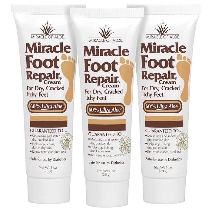 Buy Miracle Foot Repair Cream 1 Ounce Tube (3) Fast Relief for Dry