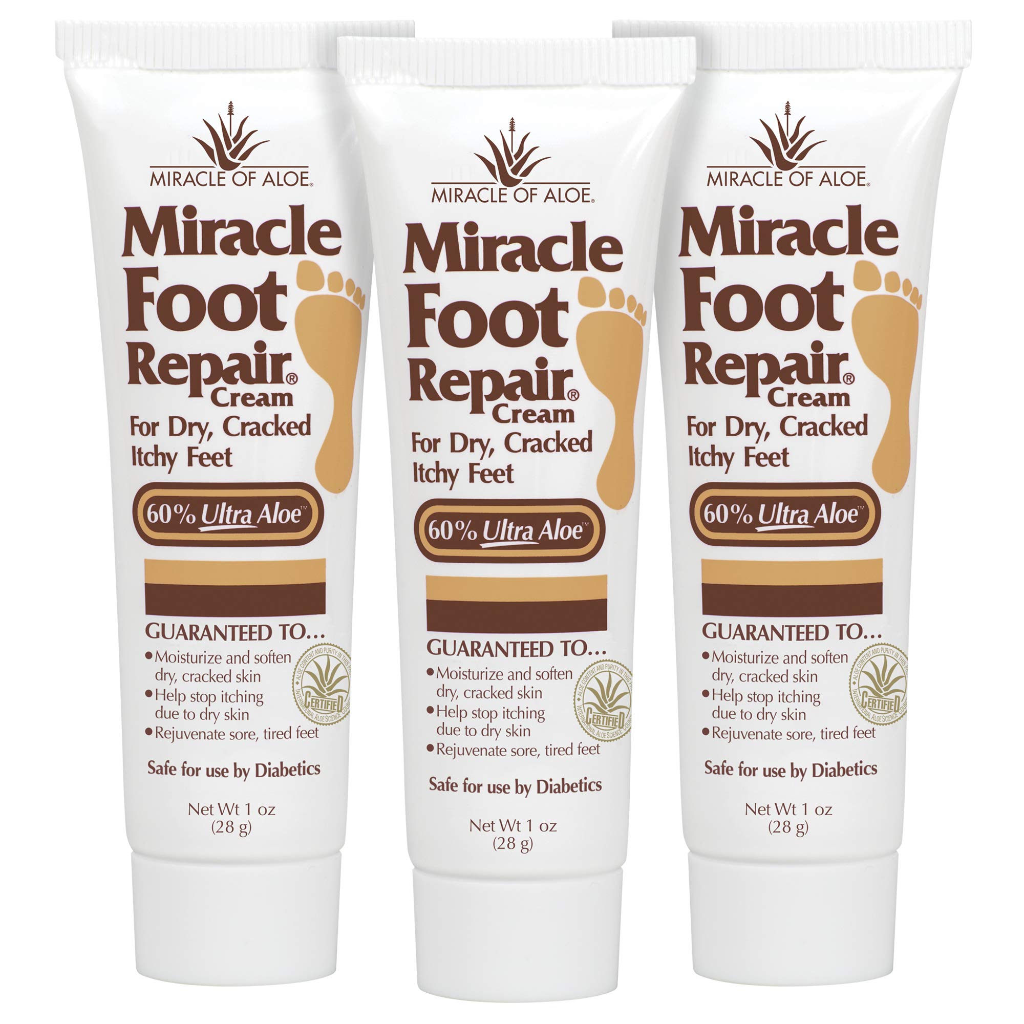 Buy Miracle Foot Repair Cream 1 Ounce Tube (3) Fast Relief for Dry