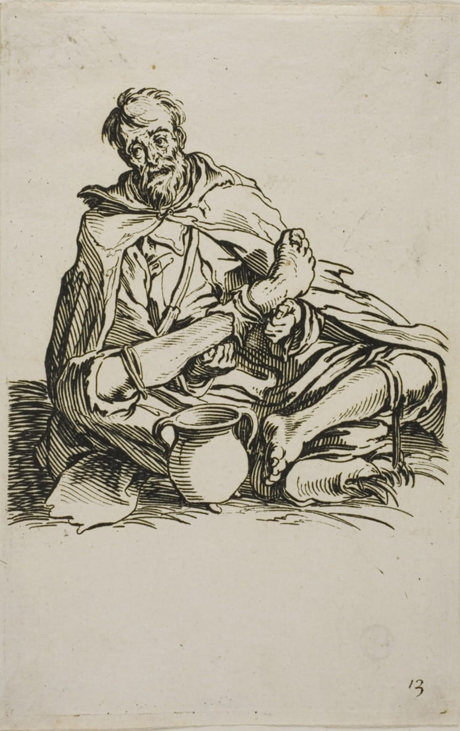 ARTXLXXBN Famous Painting Canvas Artwork Graffiti Print the Sickly One the Beggars by Jacques Callot Portrait Canvas Image for Home Decor 60x90cm